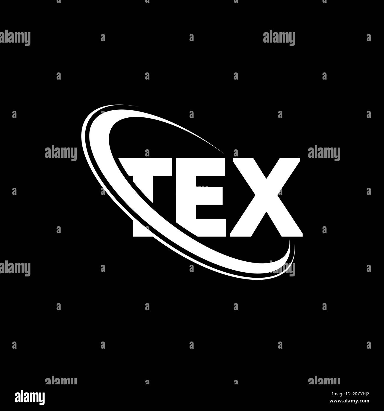 TEX-Logo. TEX-Brief. LOGO mit TEX-Buchstaben. Initialen TEX-Logo, verbunden mit einem Kreis und einem Monogramm-Logo in Großbuchstaben. TEX-Typografie für Technologie, Geschäfte Stock Vektor