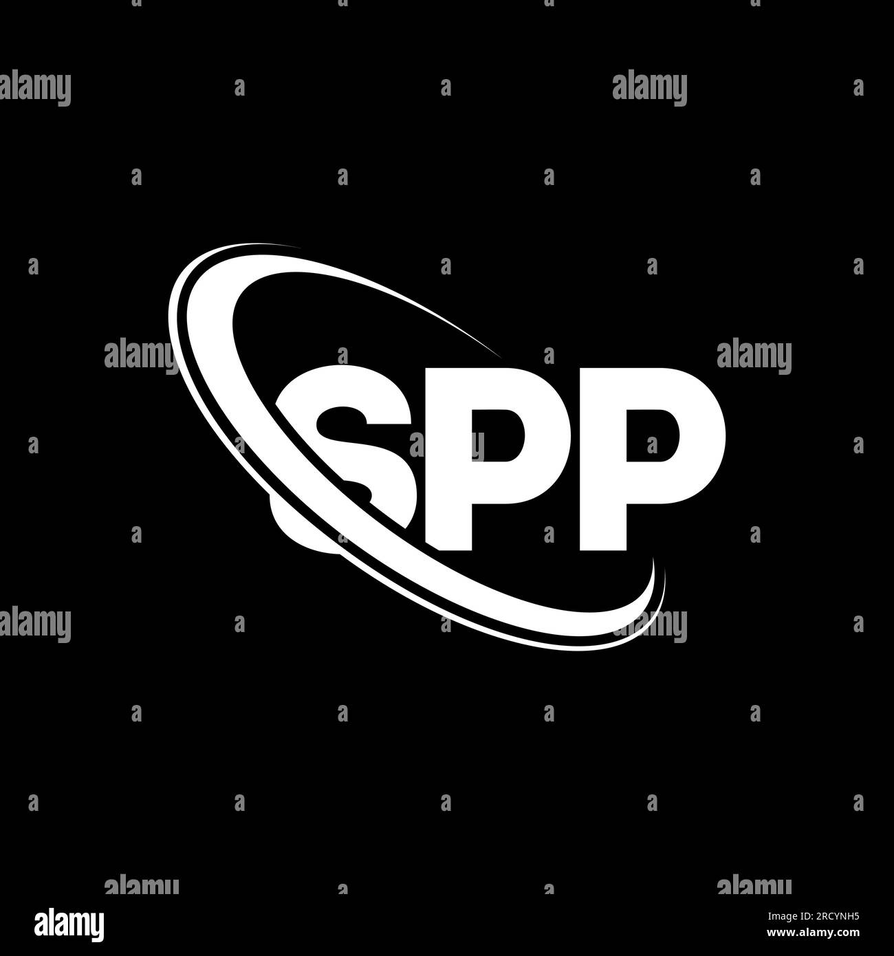 SPP-Logo. SPP-Brief. Logo mit SPP-Buchstaben. Initialen SPP-Logo, verbunden mit einem Kreis und einem Monogramm-Logo in Großbuchstaben. SPP-Typografie für Technologie, Geschäfte Stock Vektor