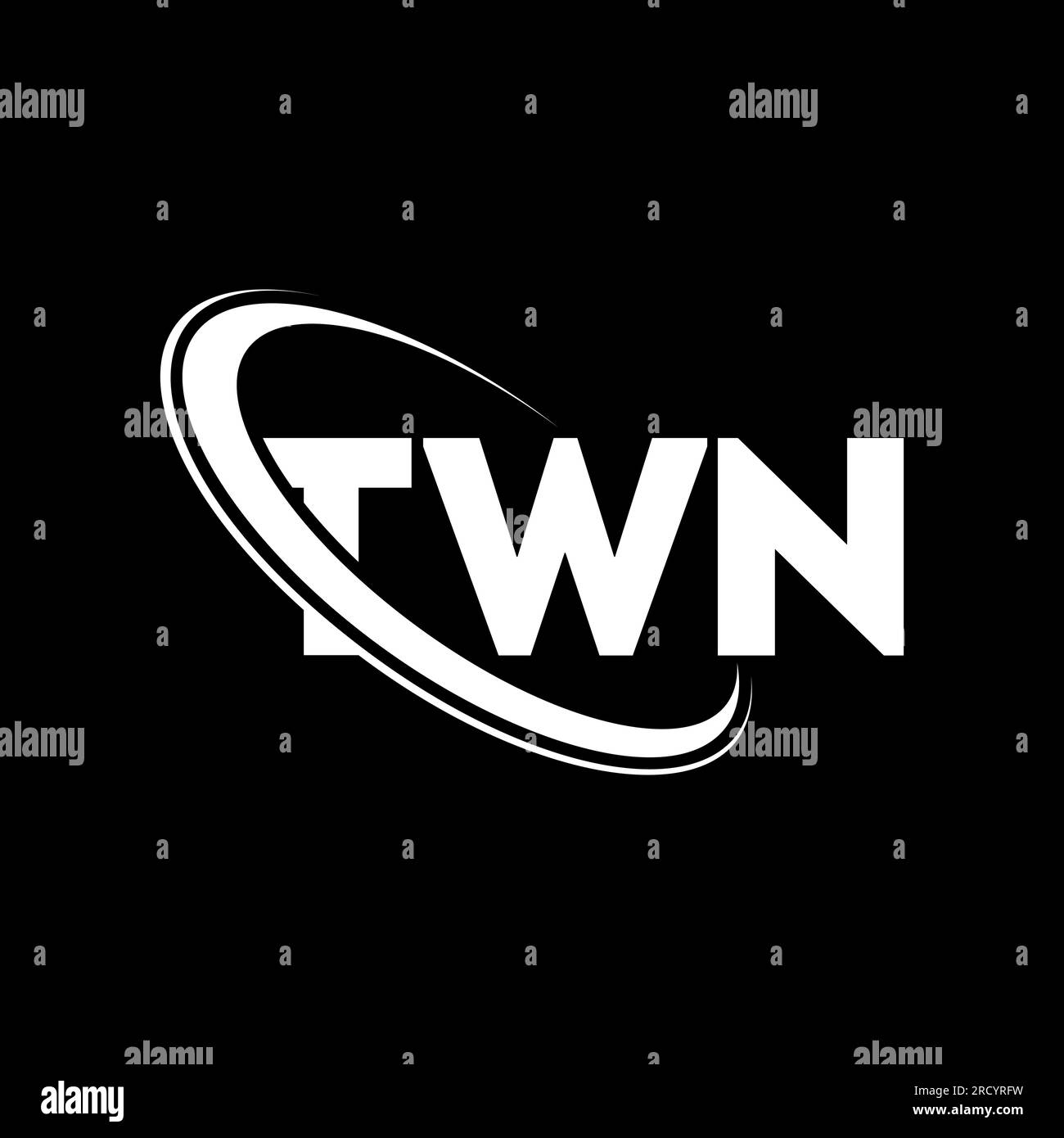TWN-Logo. TWN-Brief. Logo mit TWN-Buchstaben. Initialen TWN Logo verbunden mit Kreis und Monogramm-Logo in Großbuchstaben. TWN-Typografie für Technologie, Unternehmen Stock Vektor