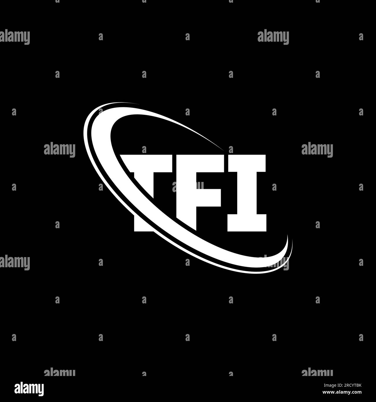 TFI-Logo. TFI-Brief. Logo mit TFI-Buchstaben. Initialen TFI-Logo, verbunden mit einem Kreis und einem Monogramm-Logo in Großbuchstaben. TFI-Typografie für Technologie, Geschäfte Stock Vektor