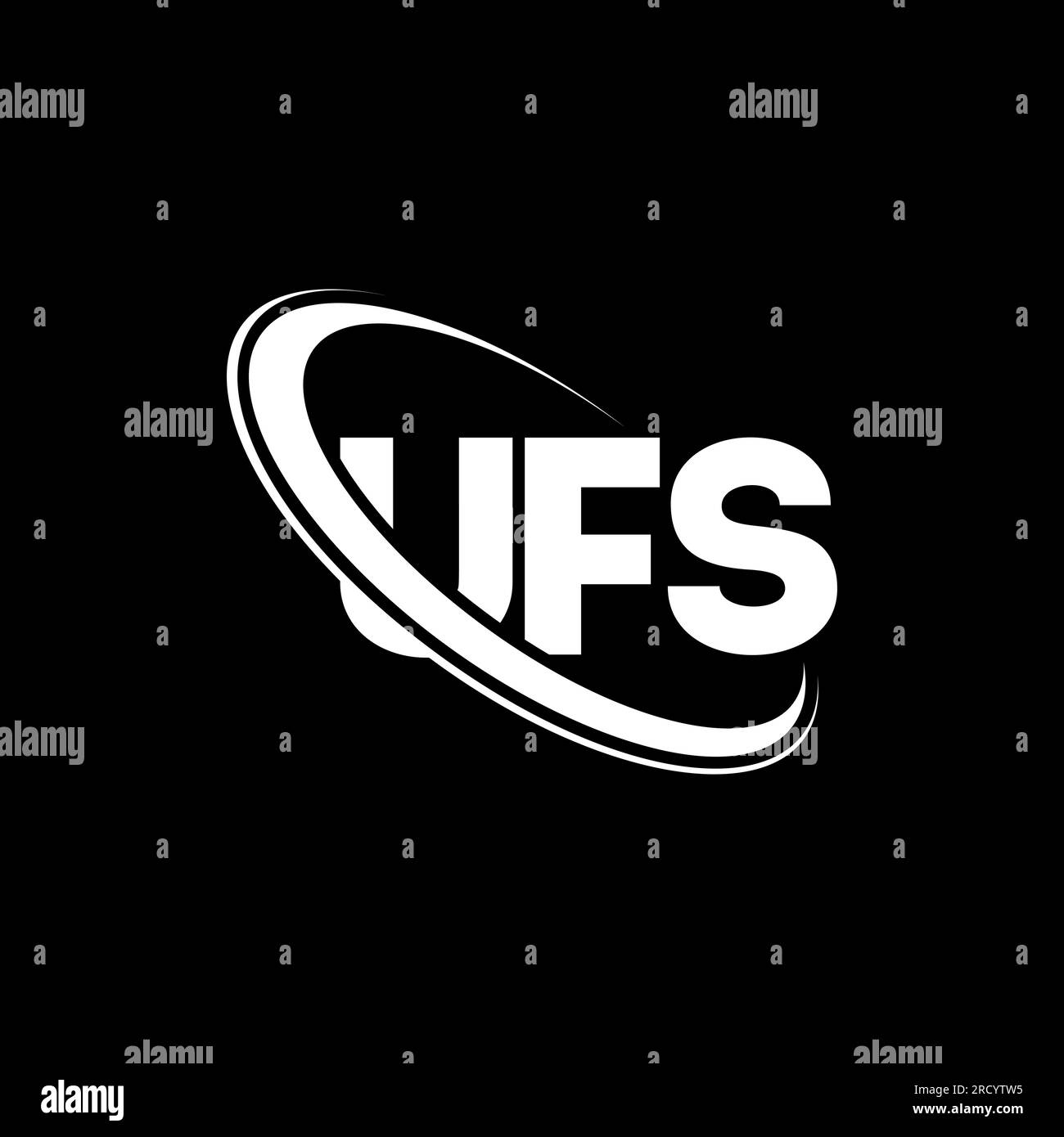 UFS-Logo. UFS-Brief. Logo mit UFS-Buchstaben. Initialen UFS-Logo, verbunden mit einem Kreis und einem Monogramm-Logo in Großbuchstaben. UFS-Typografie für Technologie, Unternehmen Stock Vektor