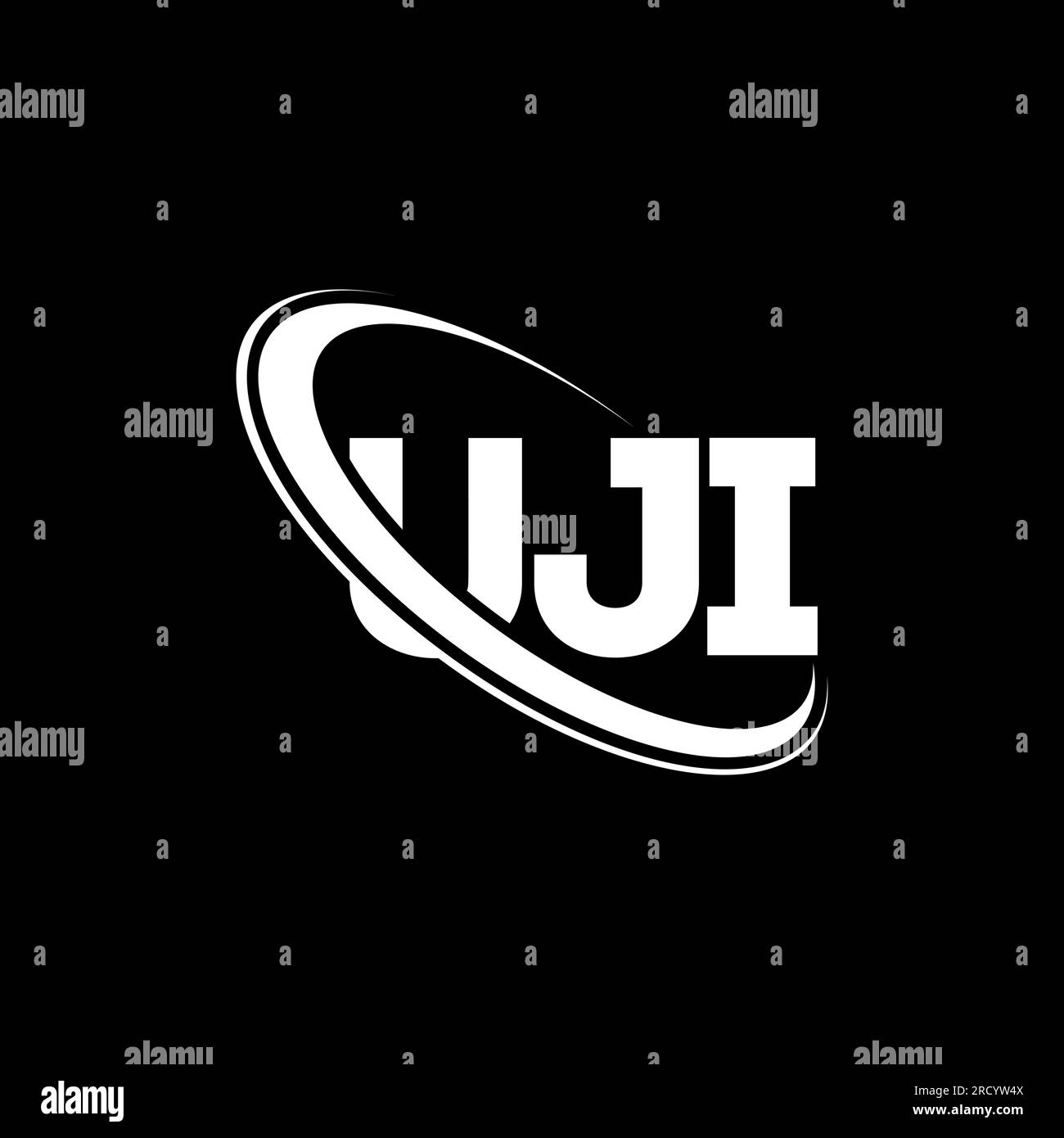 UJI-Logo. UJI-Brief. LOGO mit UJI-Buchstaben. Initialen UJI-Logo verbunden mit Kreis und Monogramm-Logo in Großbuchstaben. UJI-Typografie für Technologie, Geschäfte Stock Vektor