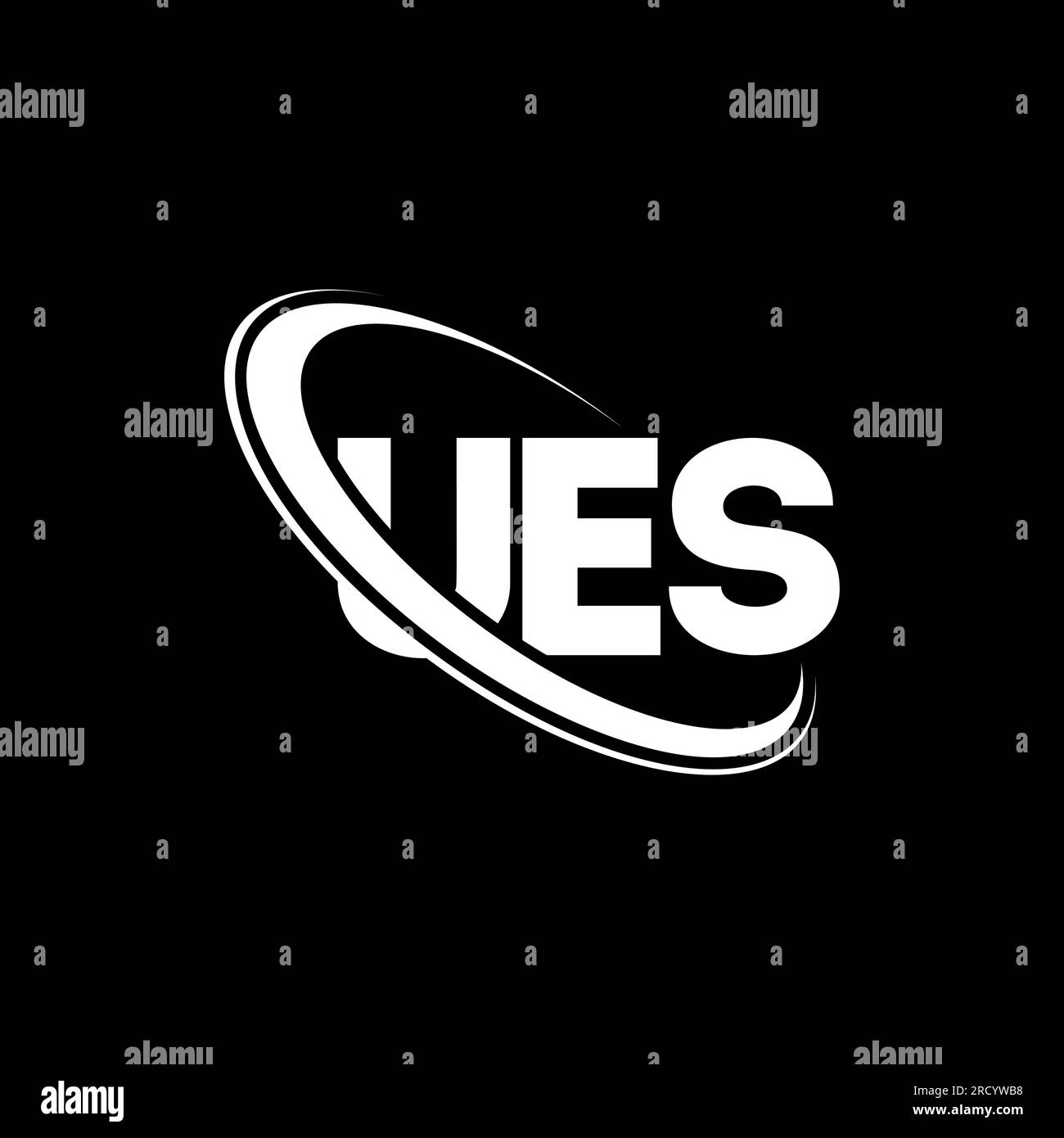 UES-Logo. UES-Brief. Logo mit UES-Buchstaben. Initialen UES-Logo, verbunden mit einem Kreis und einem Monogramm-Logo in Großbuchstaben. UES-Typografie für Technologie, Unternehmen Stock Vektor