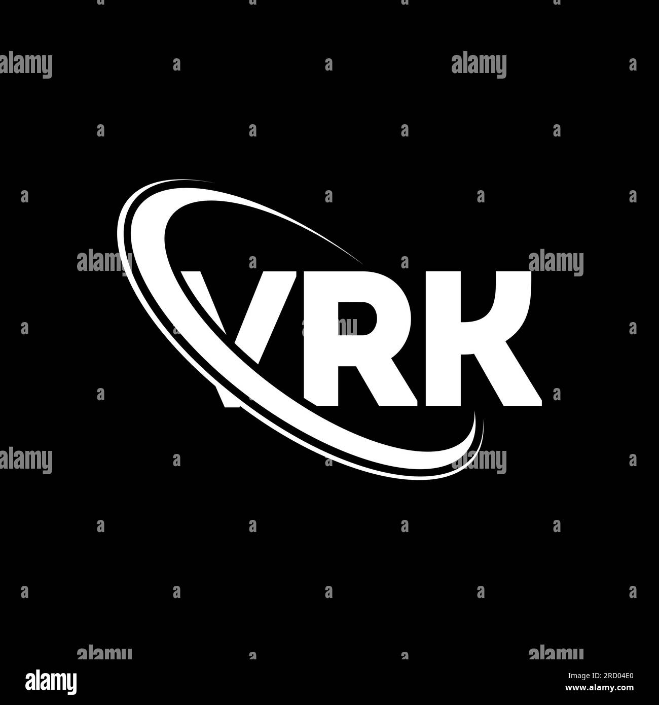 VRK-Logo. VRK-Brief. VRK-Logo. Initialen VRK-Logo, verbunden mit Kreis und Monogramm-Logo in Großbuchstaben. VRK-Typographie für Technologie, Unternehmen Stock Vektor