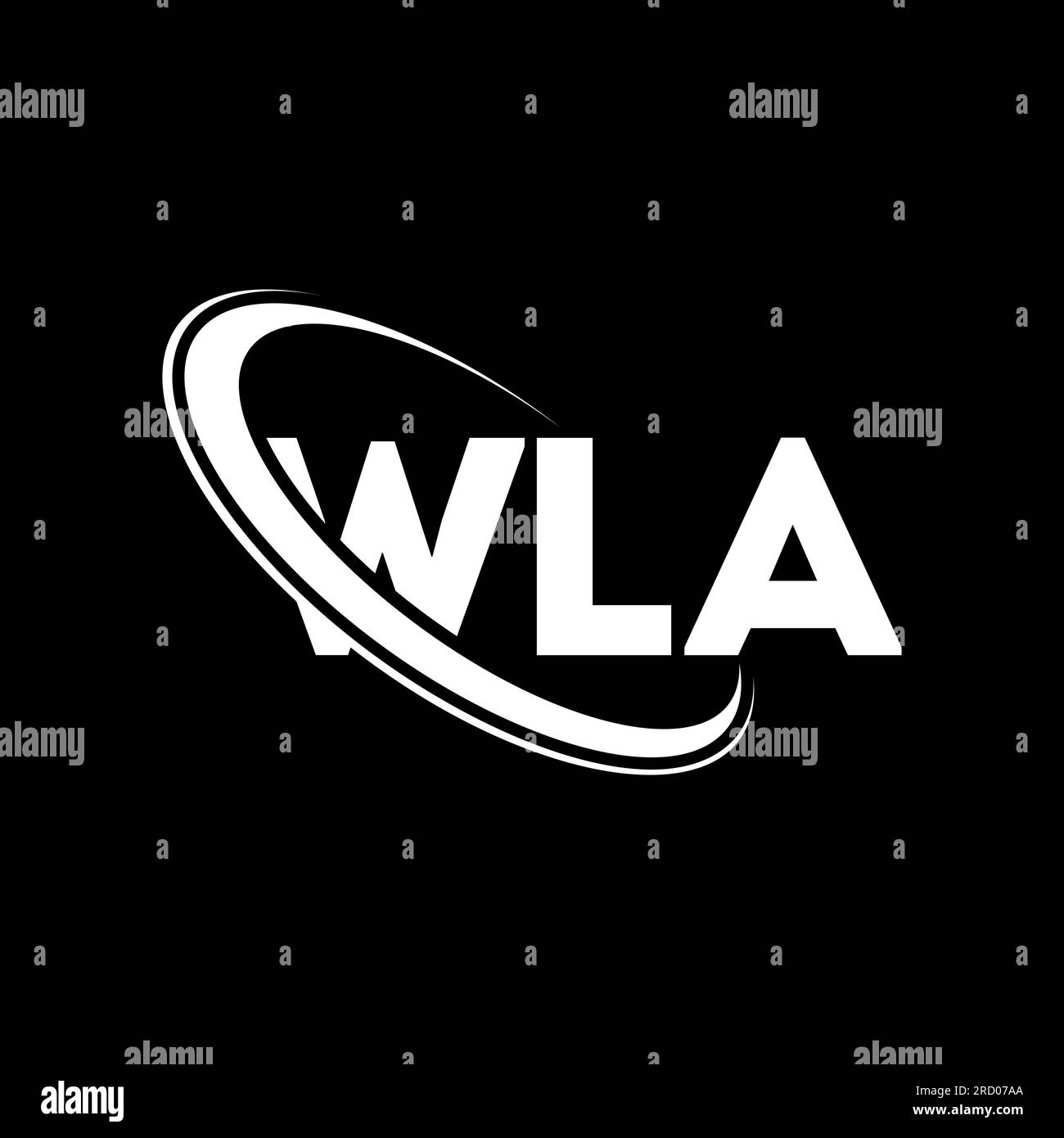 WLA-Logo. WLA-Brief. Logo mit WLA-Buchstaben. Initialen WLA-Logo, verbunden mit einem Kreis und einem Monogramm-Logo in Großbuchstaben. WLA-Typografie für Technologie, Unternehmen Stock Vektor