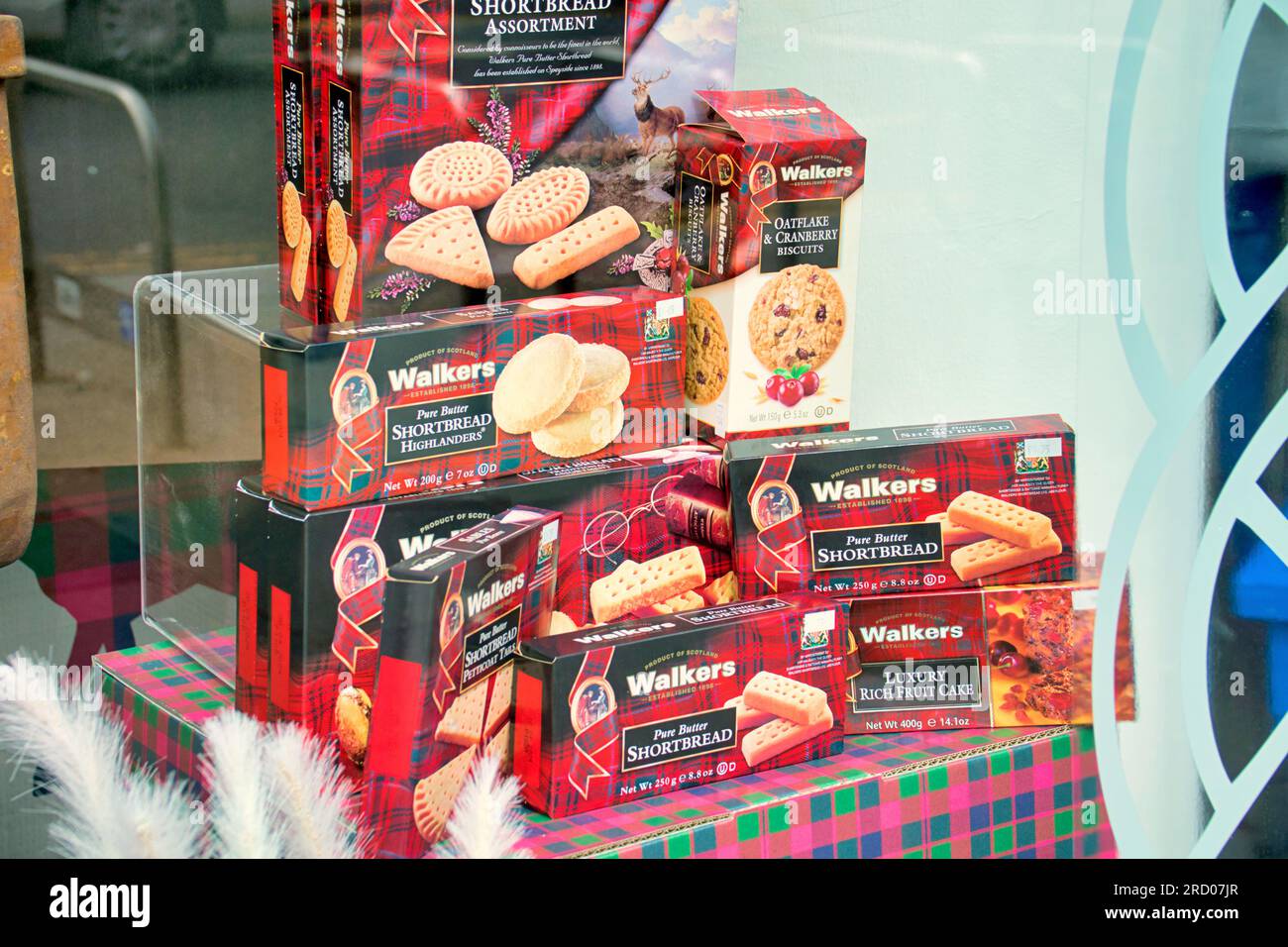 schottische Souvenirattraktionen mit Keksen und Süßigkeiten Stockfoto