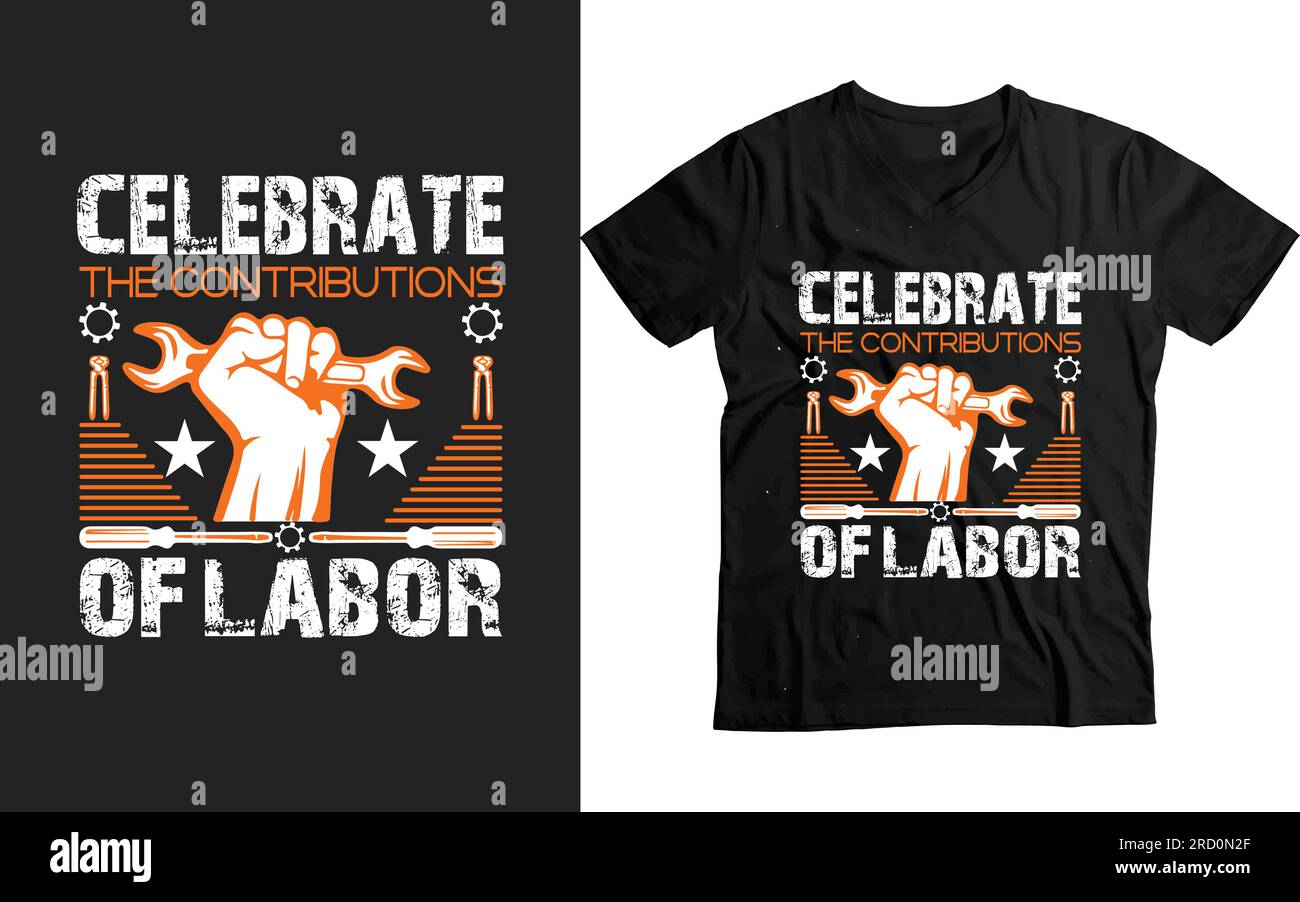 Feiere die Beiträge des Labour-Labor-Day-T-Shirt-Vektorvorlagen-Designs Stock Vektor