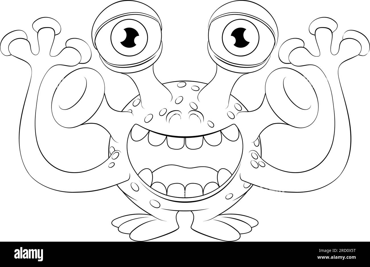 Monster Alien Niedlicher Cartoon Lustige Figur Maskottchen Stock Vektor