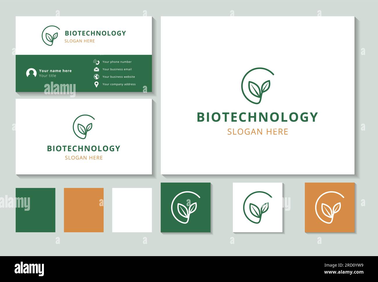 Biotechnologie-Logo mit editierbarem Slogan. Branding-Buch und Visitenkartenvorlage. Stock Vektor