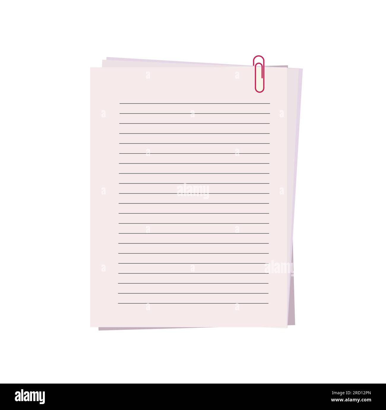 Papiervektor mit flacher Farbe, isoliert auf weißem Hintergrund. Illustration Schulzubehör. Element für Back to School, Bürokonzept. Briefpapier. Stock Vektor