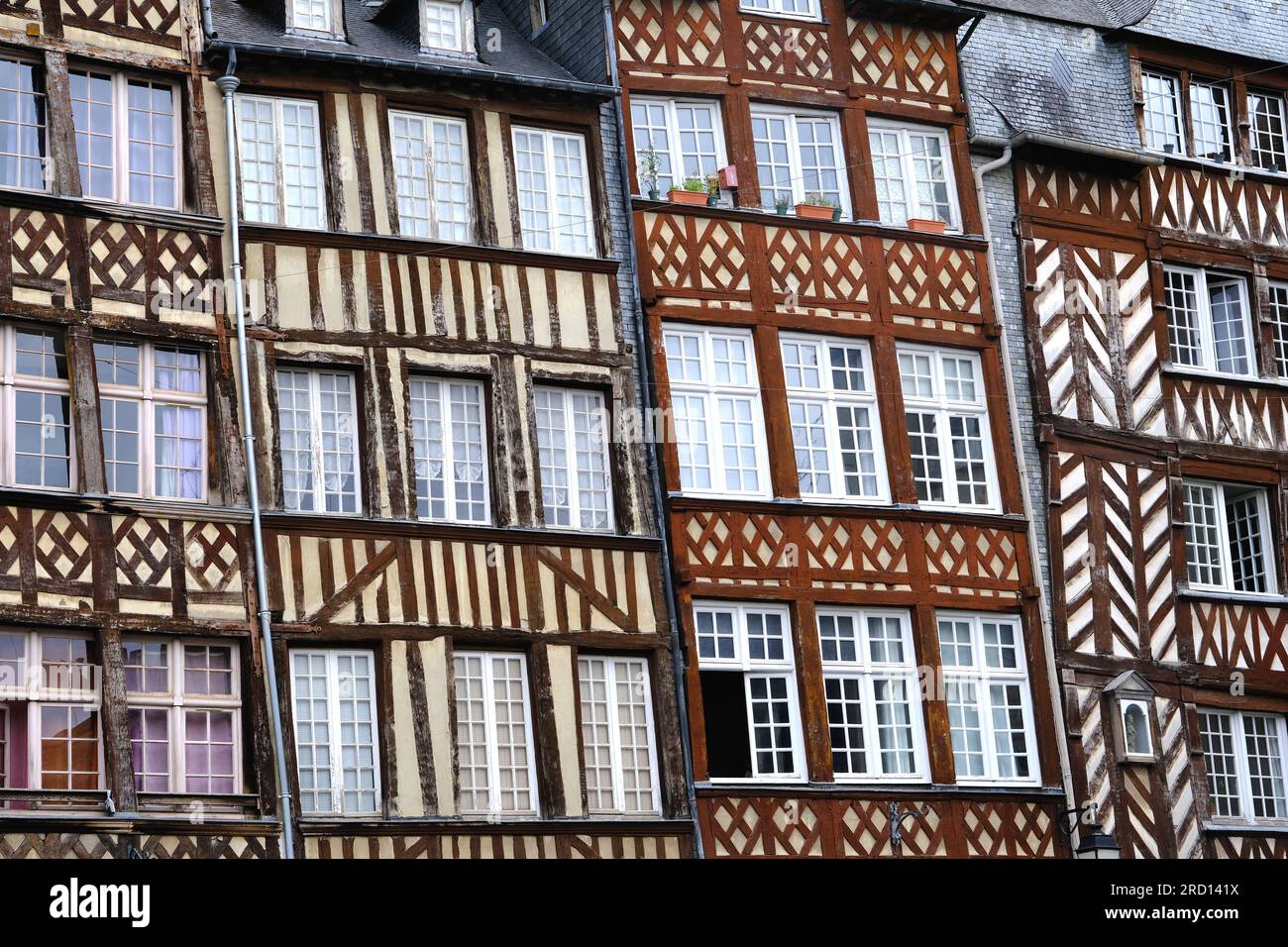 Fachwerkhäuser in Rennes Brittany Frankreich Stockfoto