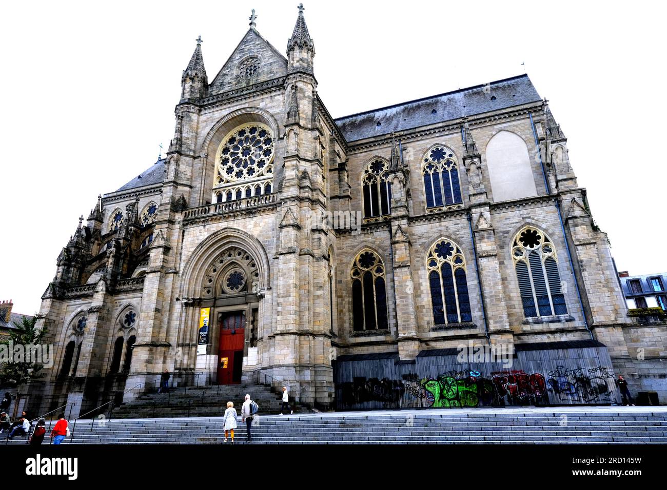 Fassade der Eglise Saint Auben en en Bonne Nouvelle in Rennes Bretagne Frankreich Stockfoto