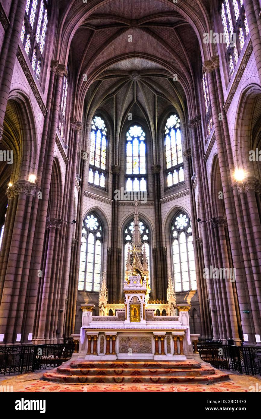 Altar in Eglise Saint Auben en en Bonne Nouvelle in Rennes Frankreich Stockfoto