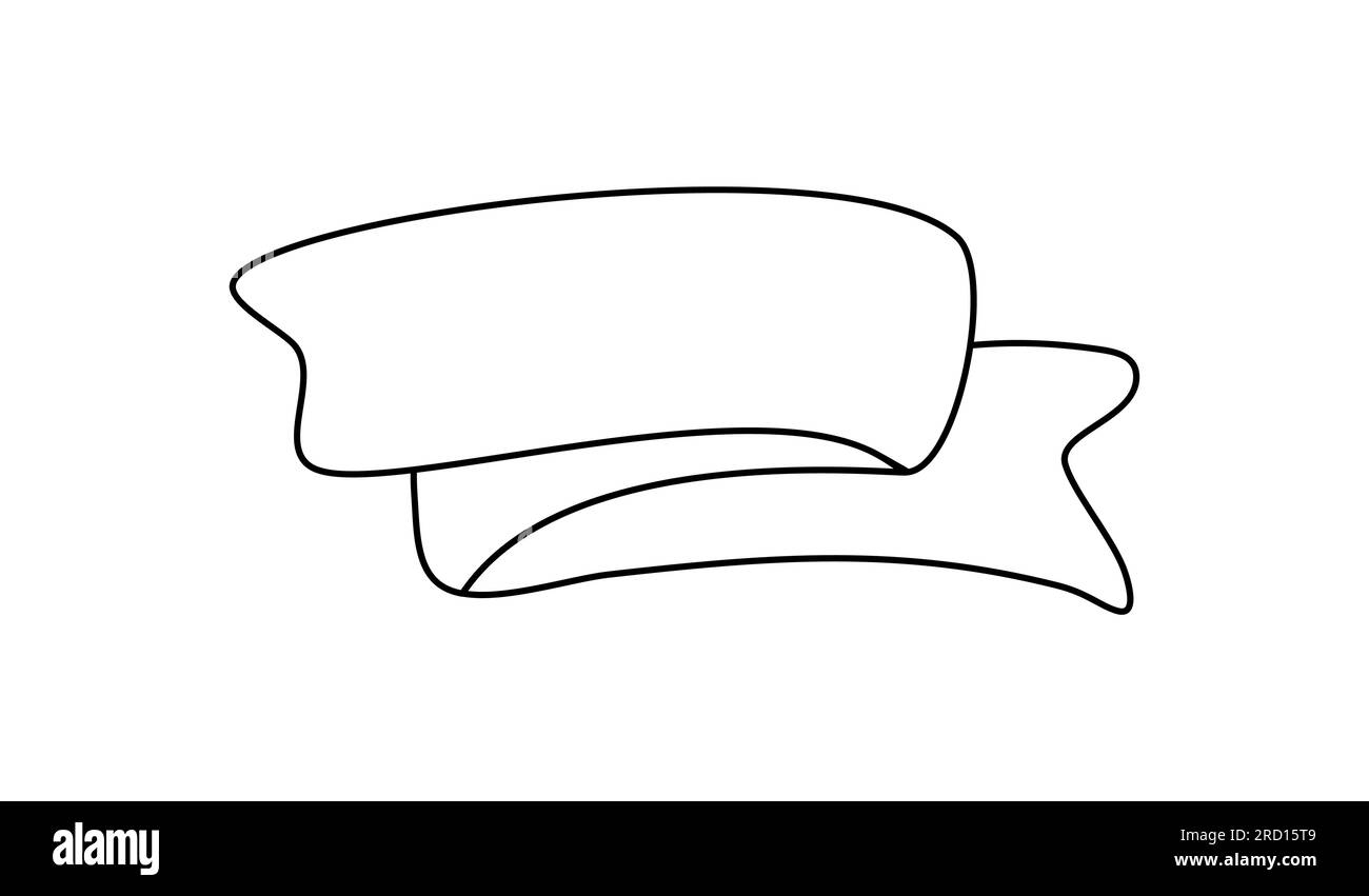 Schwarzes Monolin-Band. Symbol "Linienbanner", Web-Designelement. Handgezeichnete Vektordarstellung. Platz für Ihre SMS für geschäftliche Zwecke, Grußkarte und Holid Stock Vektor