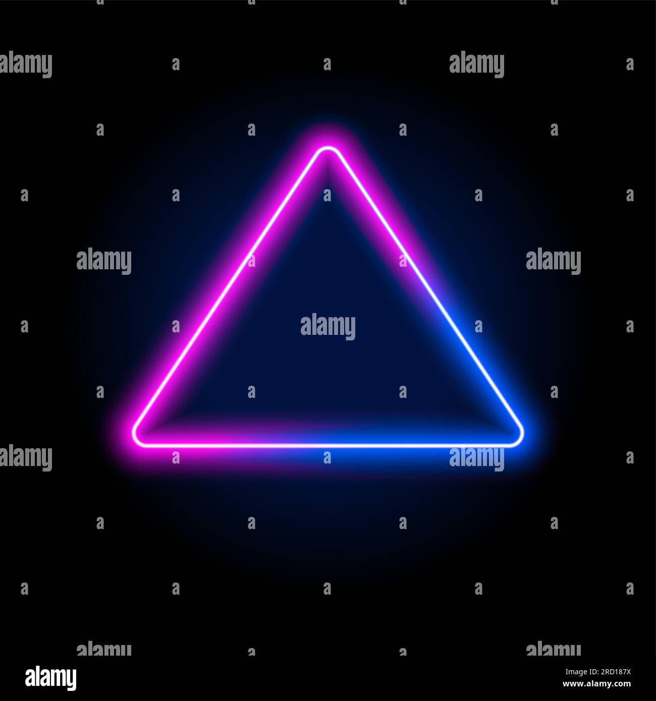 Neonlicht Rahmenlinie Dreieck Hintergrund. LED-Glimmlicht Vektorform Banner Dreieck Hintergrund Rahmen. Stock Vektor