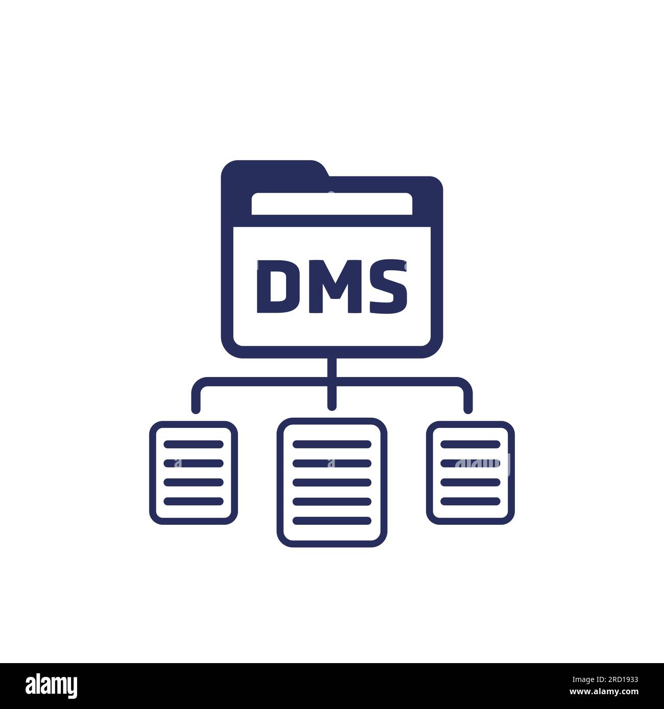 DMS, Symbol für Dokumentenmanagementsystem auf weiß Stock Vektor