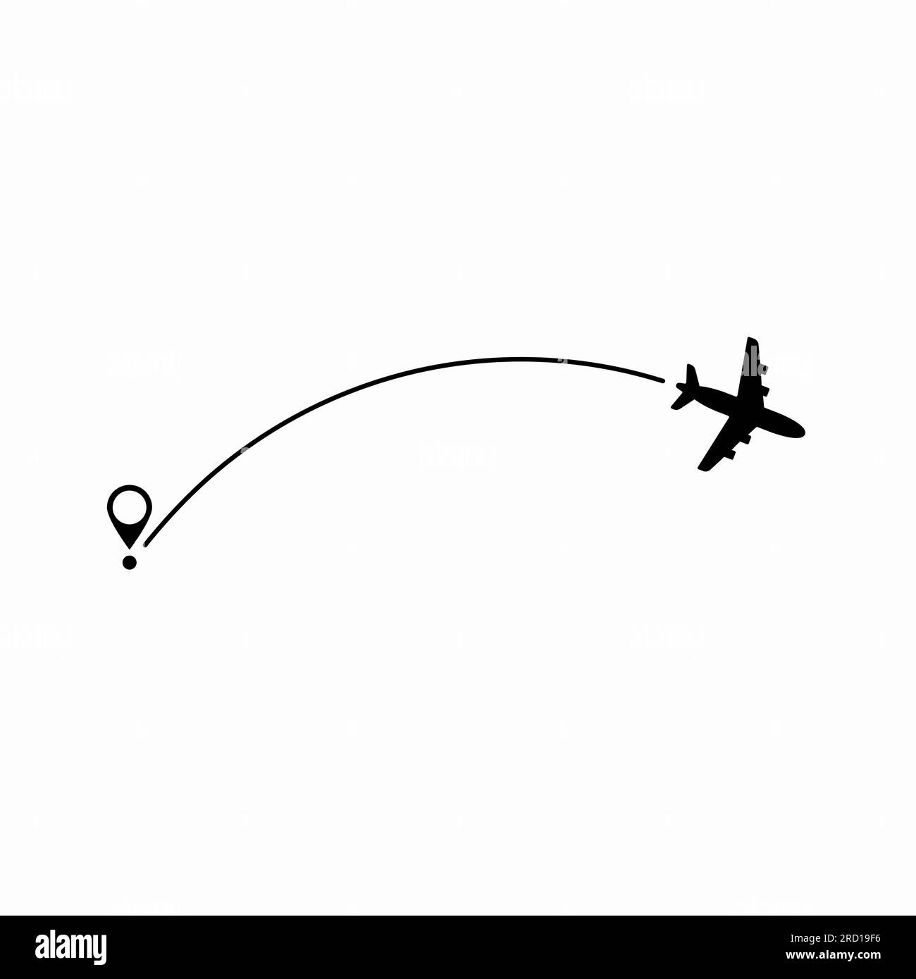 Flugzeugroute Flugzeugpfad. Reisekonzept. Flugortung. Vektordarstellung auf isoliertem weißem Hintergrund. Stock Vektor