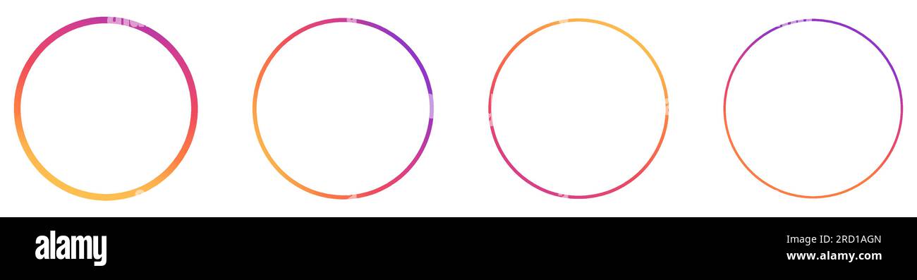 Gruppe von Instagram-Gradientenkreisen für Profilbild. Benutzer des Social Media-Symbols. Redaktionelle Illustration Stock Vektor