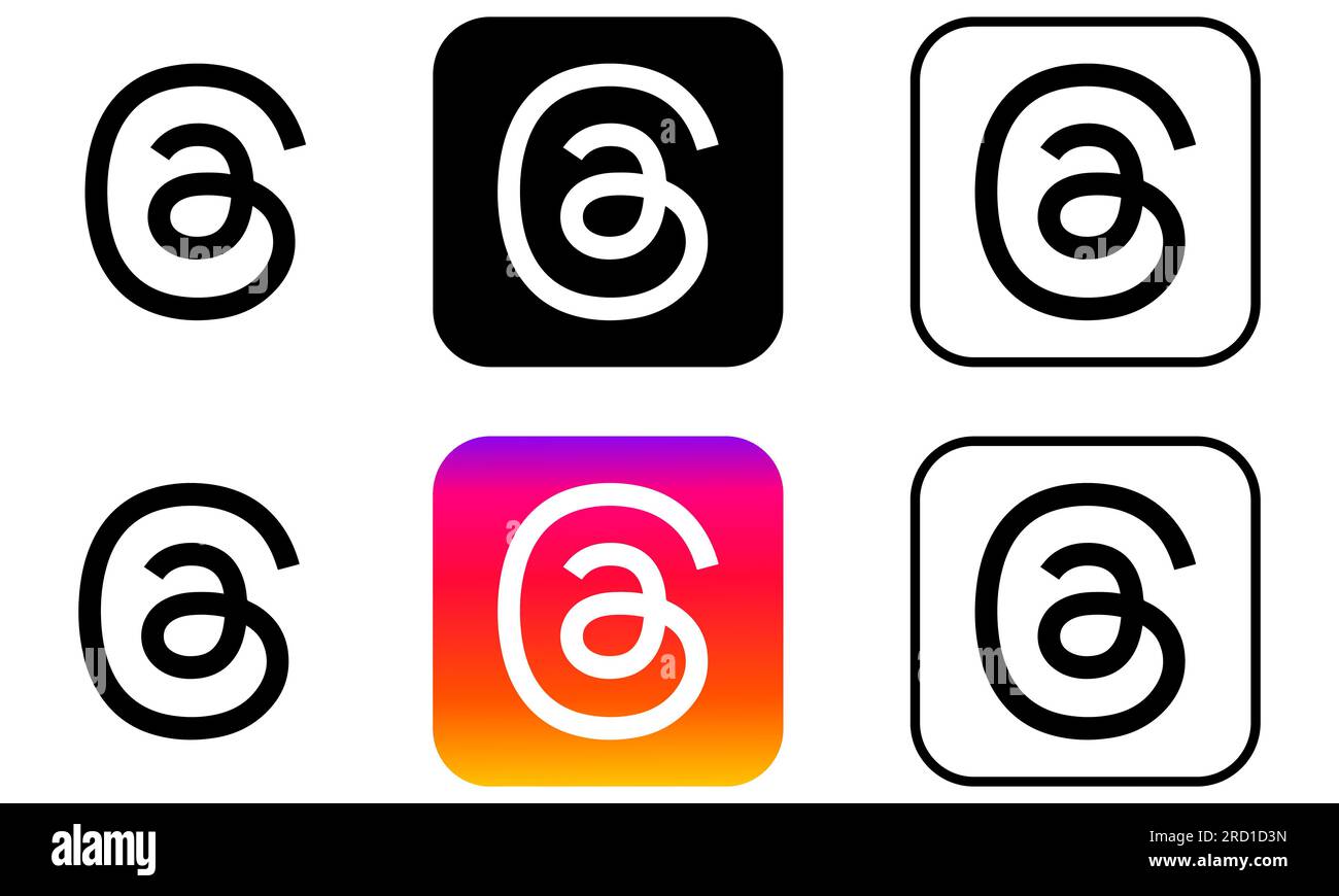 Symbole für Threads festgelegt. Die neue Technologie Apps Gespräche. Editorial-Vektorlogos Stock Vektor