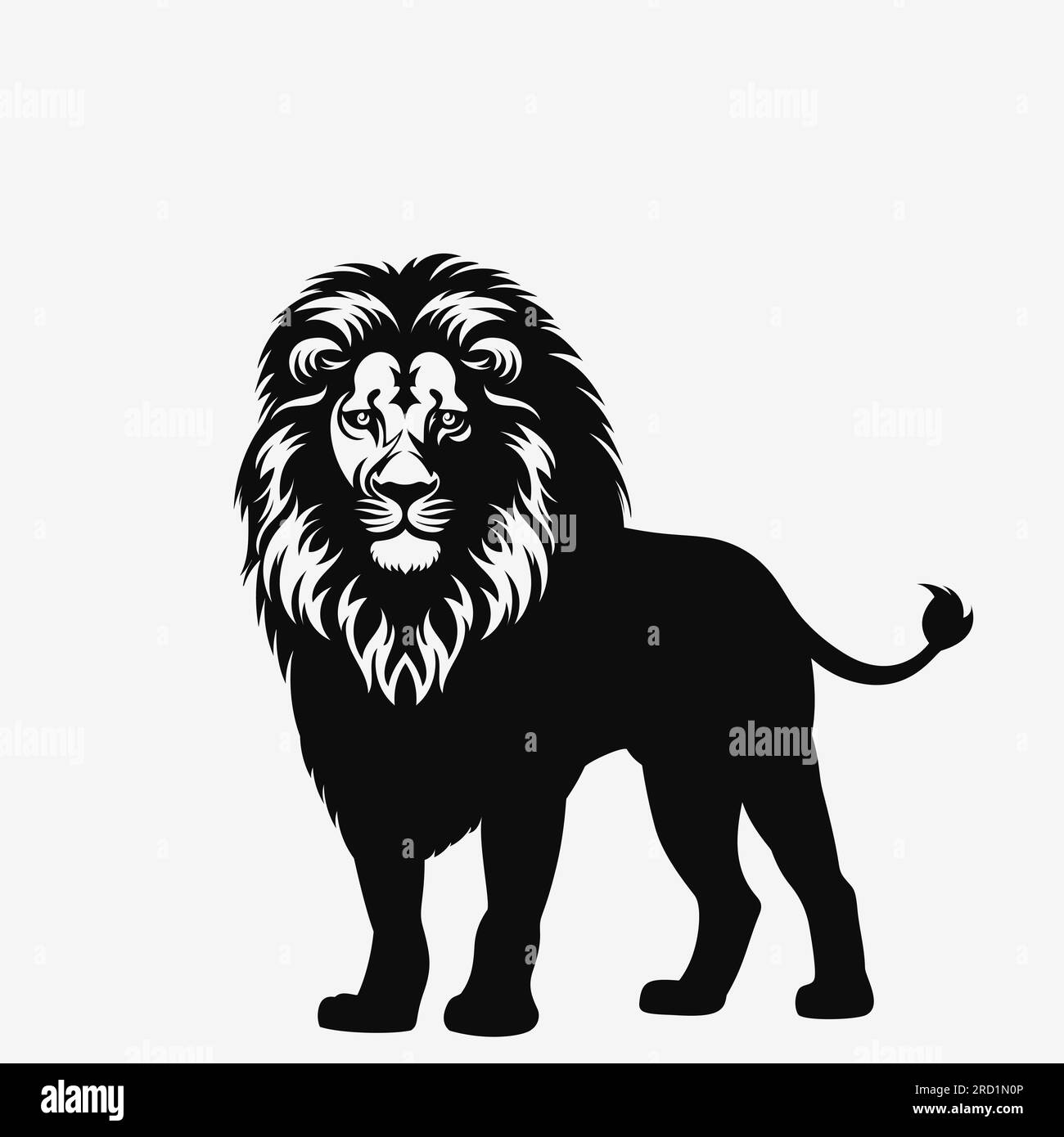 Der Löwe steht. Logo-Design. Schwarze Silhouette. Vektordarstellung EPS10 Stock Vektor