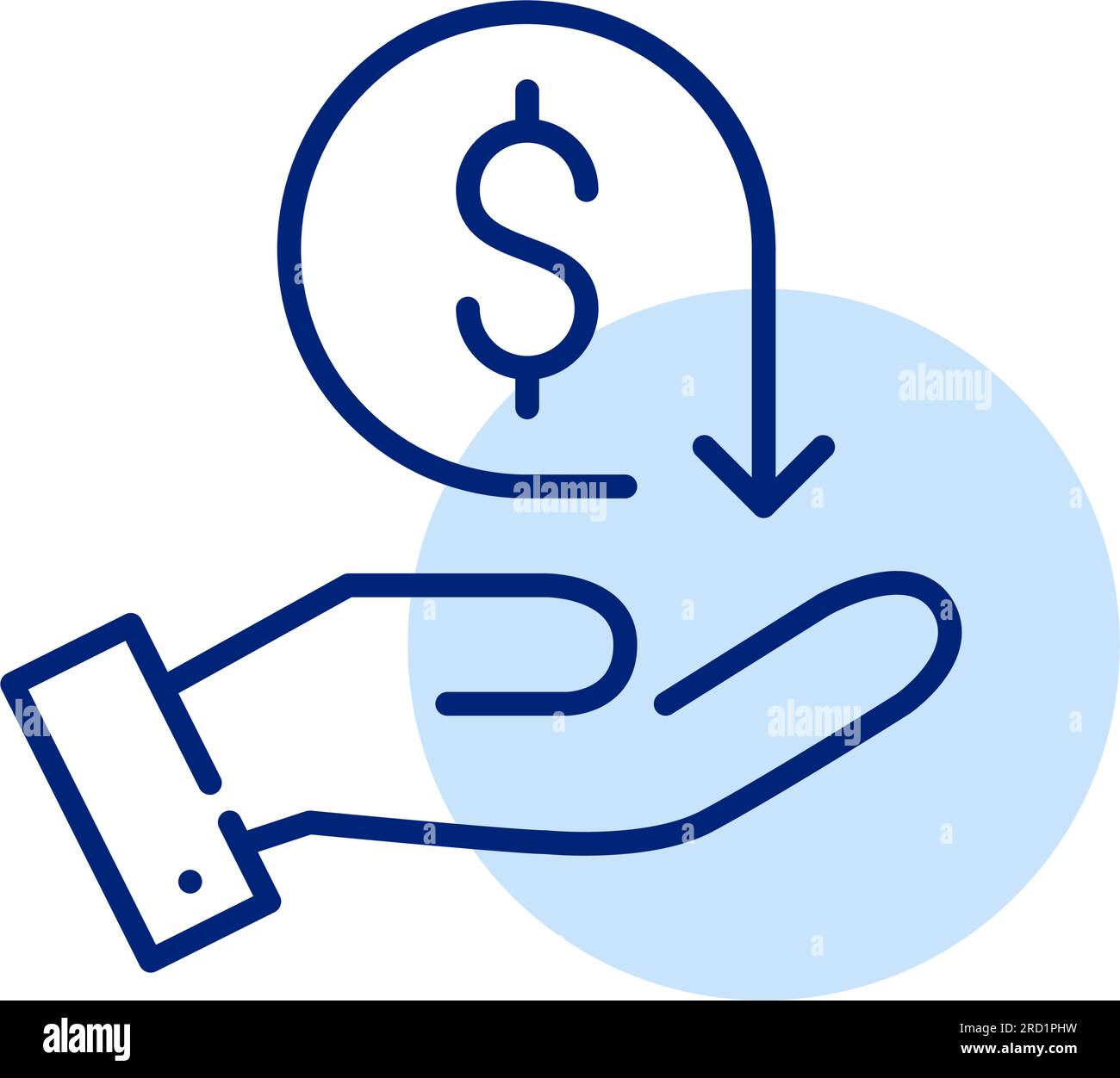 Cash-Back-Symbol. Die Hand hält ein Dollarzeichen mit dem Pfeil zum erneuern. Symbol für Pixel Perfect Stock Vektor