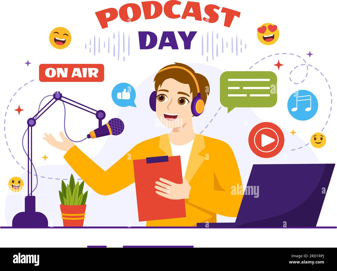 International Podcast Day Vector Illustration am 30. September mit Broadcasting Studio Tools to Event Livestream in handgezeichneten Cartoon-Vorlagen Stock Vektor