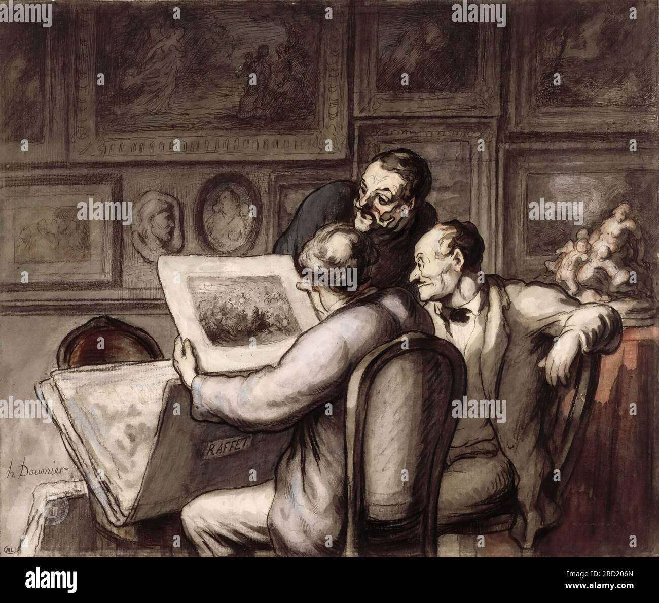 Honoré Daumier -- The Print Lovers (Les Amateurs d’estampes) vor 1837, 26х30 Stockfoto