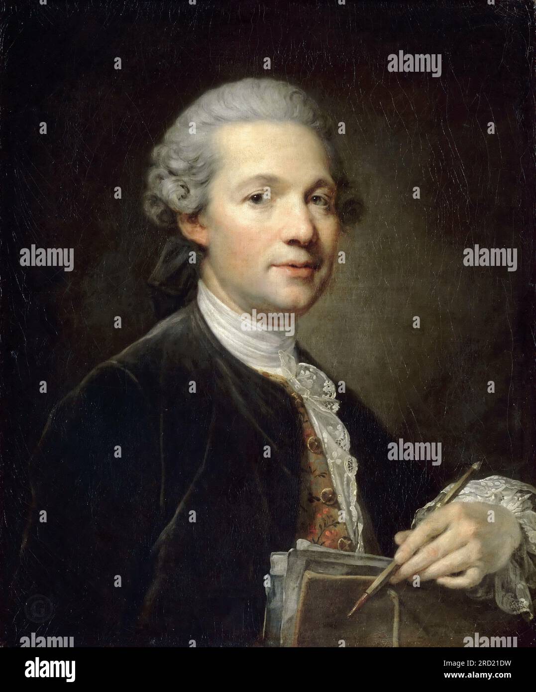 Jean-Baptiste Greuze -- Porträt eines Künstlers (Porträt des Architekten Ange-Jacques Gabriel; Selbstporträt) Stockfoto