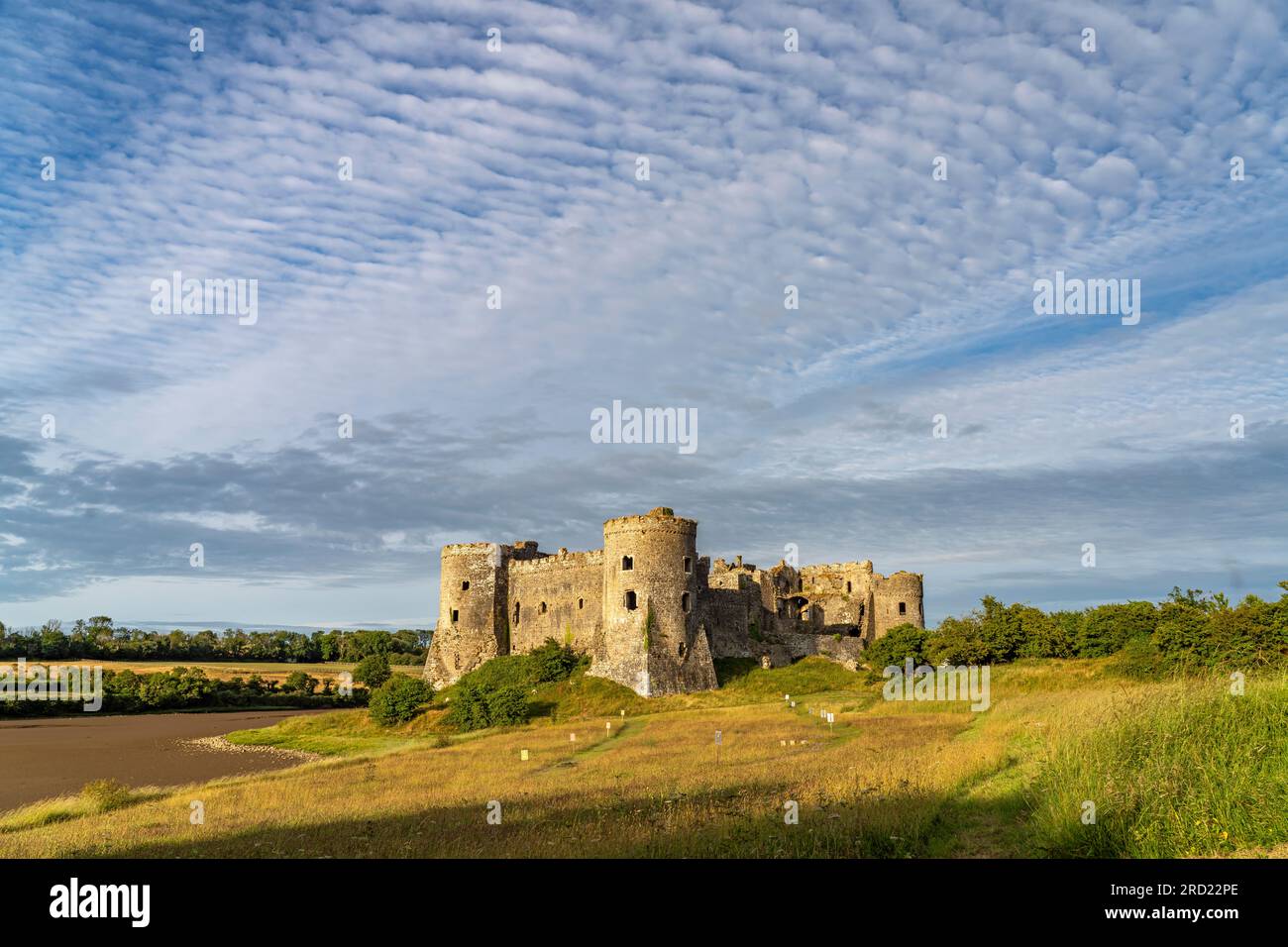 Burgruine Carew Castle, Pembrokeshire, Wales, Großbritannien, Europa | Carew Castle Ruin, Pembrokeshire, Wales, Vereinigtes Königreich Großbritannien, EUR Stockfoto