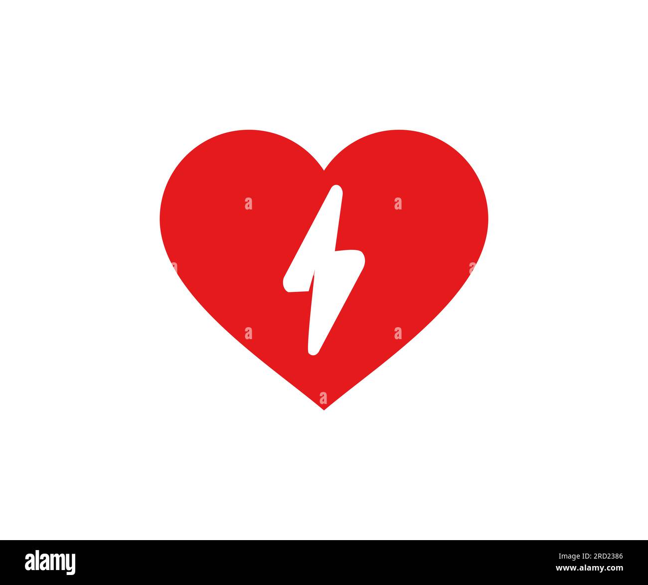 Herz mit Blitz – Symbol. Rotes Herz mit Blitzsymbol, Vektordesign und Illustration. Stock Vektor