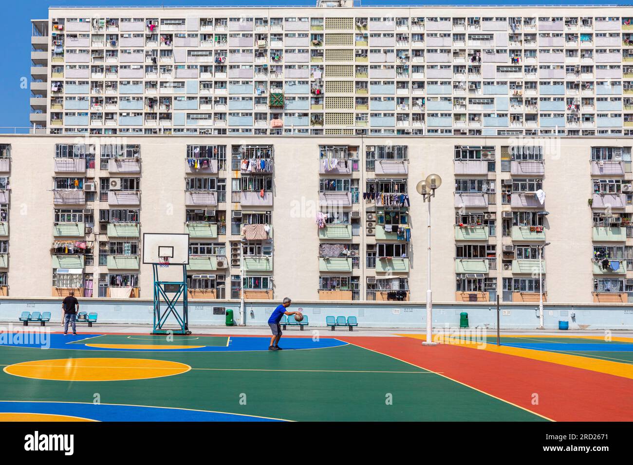 Basketballfeld, Choi Hung Estate, Kowloon, Hongkong, SAR, China Stockfoto