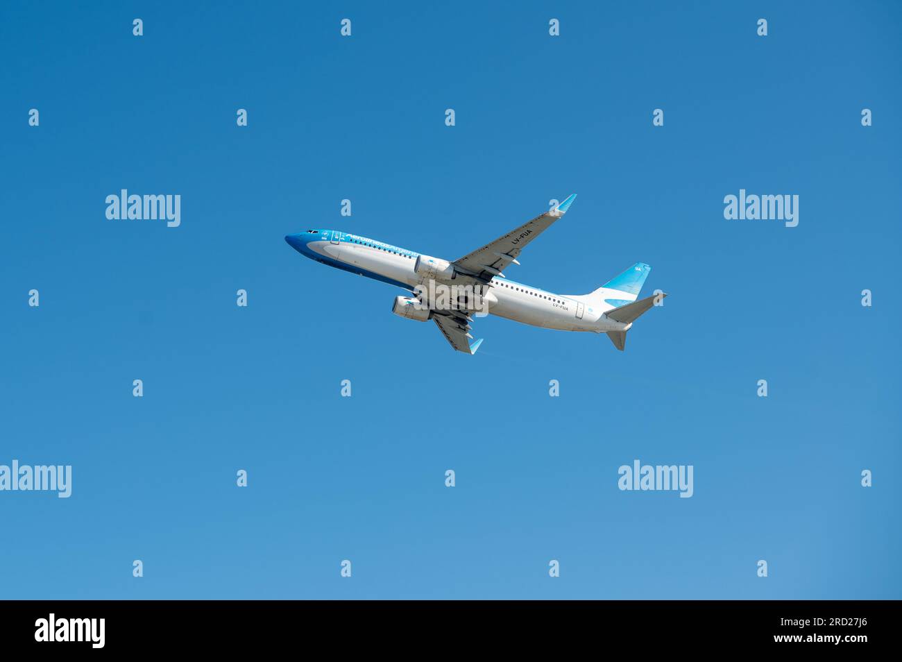 Buenos Aires, Argentinien - 15. Mai 2023 : Aerolineas Argentinas Boeing 737 800 auf dem Vorfeld des Flugplatzes Jorge Newbery in Buenos Aires. Es ist die NA Stockfoto