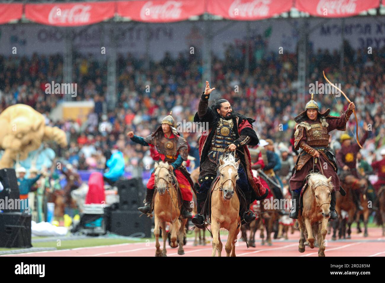 Ulaanbaatar, Mongolei. Juni 2023. Eröffnungszeremonie des Naadam-Festivals 2023. Quelle: L.Enkh-Orgil. Stockfoto