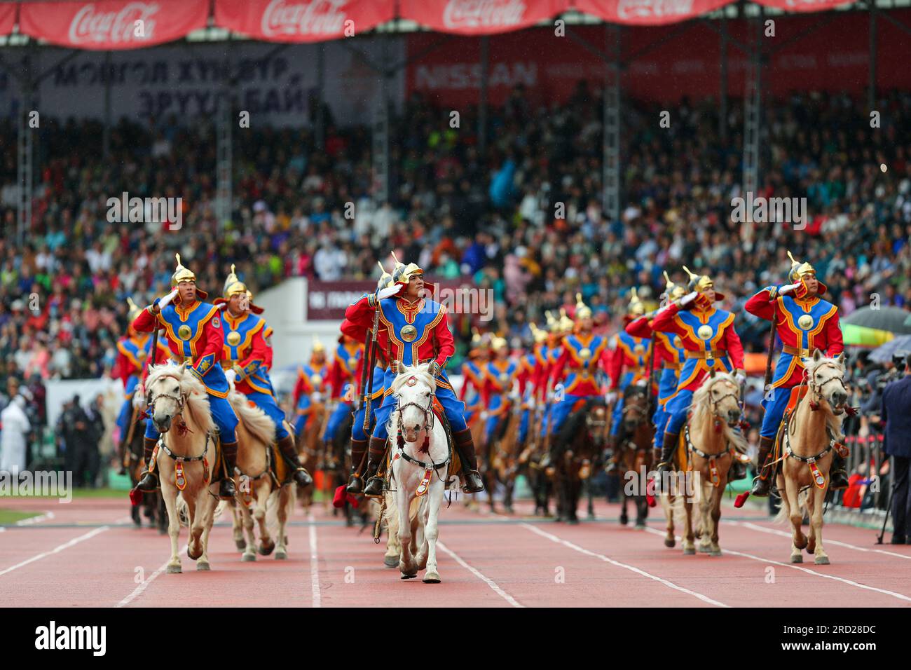 Ulaanbaatar, Mongolei. Juni 2023. Eröffnungszeremonie des Naadam-Festivals 2023. Quelle: L.Enkh-Orgil. Stockfoto