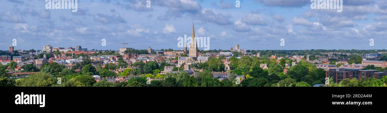 Norwich, Großbritannien, 4, Juli 2023 Panorama der Stadt Norwich in Norfolk. UK. Stockfoto