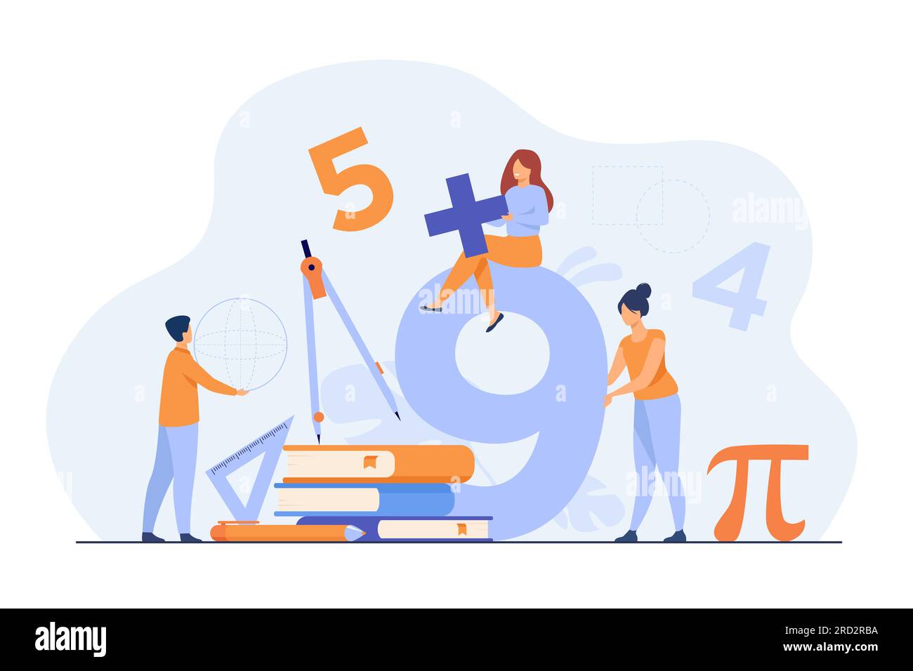 Glückliche Schüler, die Mathematik im College oder in der Schule lernen Stock Vektor