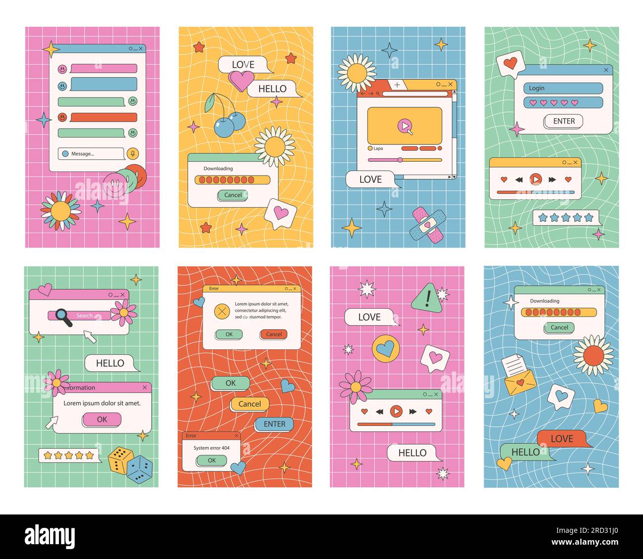 Rückwirkende UI-Post-Vorlage. Stock Vektor