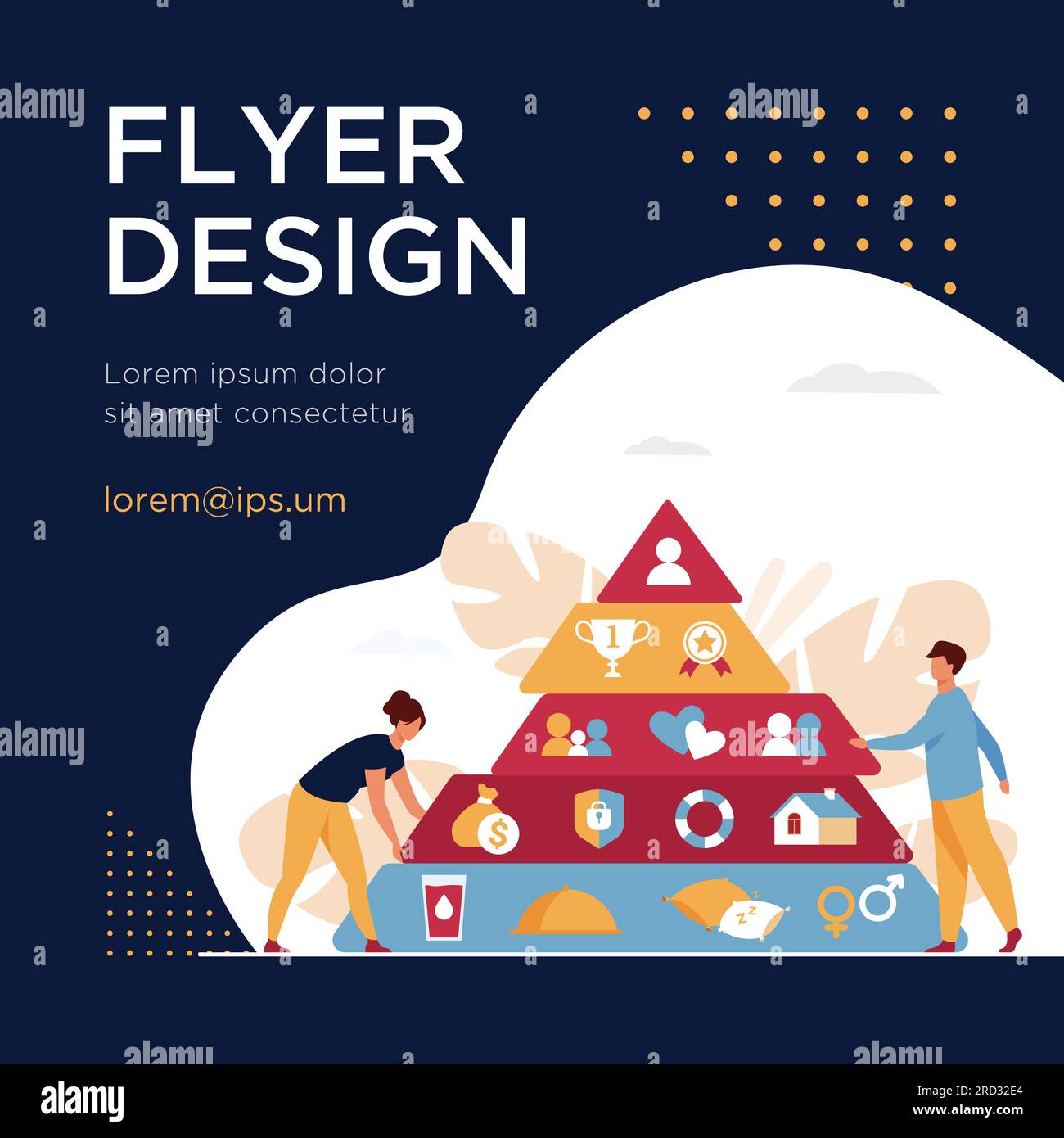 Winzige Menschen in der Nähe der Maslow-Pyramide Stock Vektor
