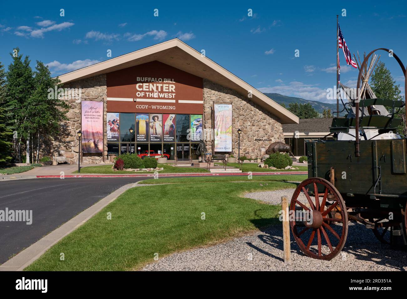 Blick von außen auf Buffalo Bill Center of the West, Cody, Wyoming, Vereinigte Staaten von Amerika Stockfoto