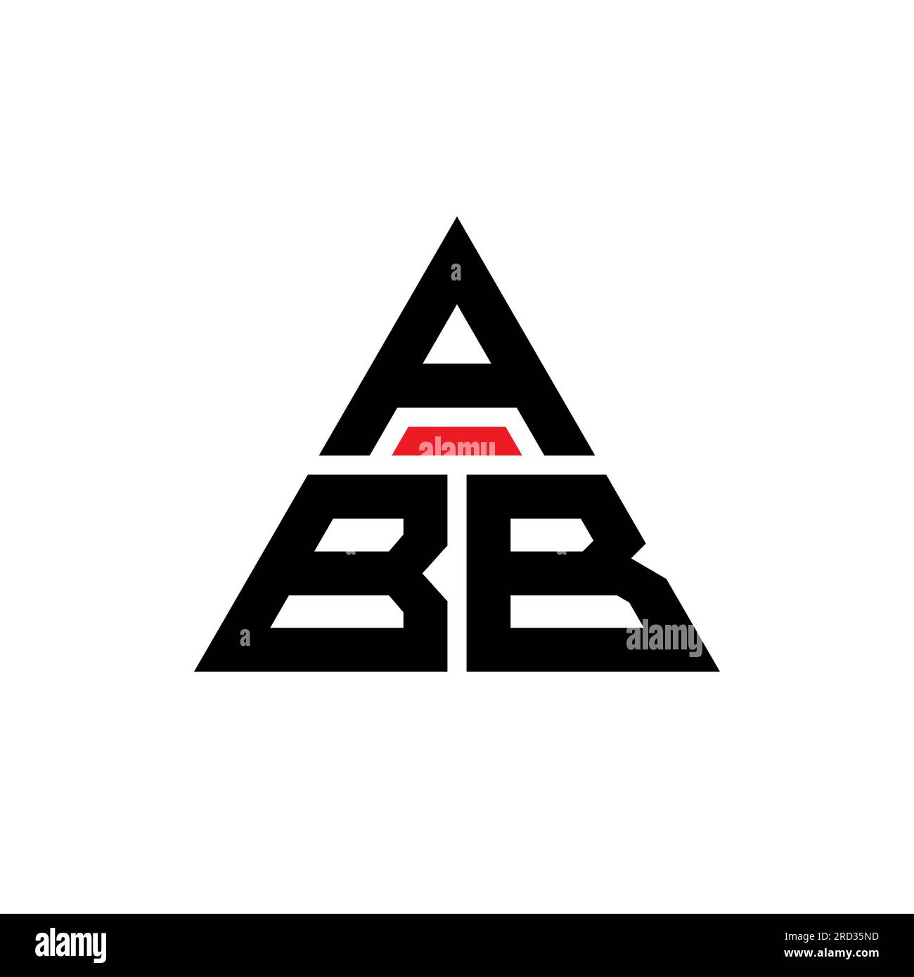 ABB-Logo mit Dreiecksbuchstaben und Dreiecksform. Monogramm mit ABB-Dreieck-Logo. ABB-dreieckige Vektor-Logo-Vorlage mit roter Farbe. ABB Triangul Stock Vektor