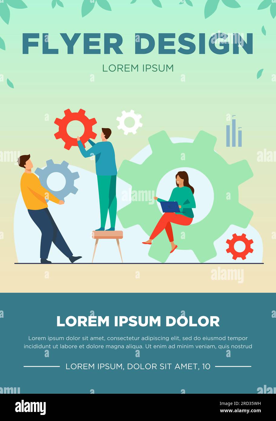 Business-Team, das gemeinsam an Zahnradmechanik arbeitet Stock Vektor