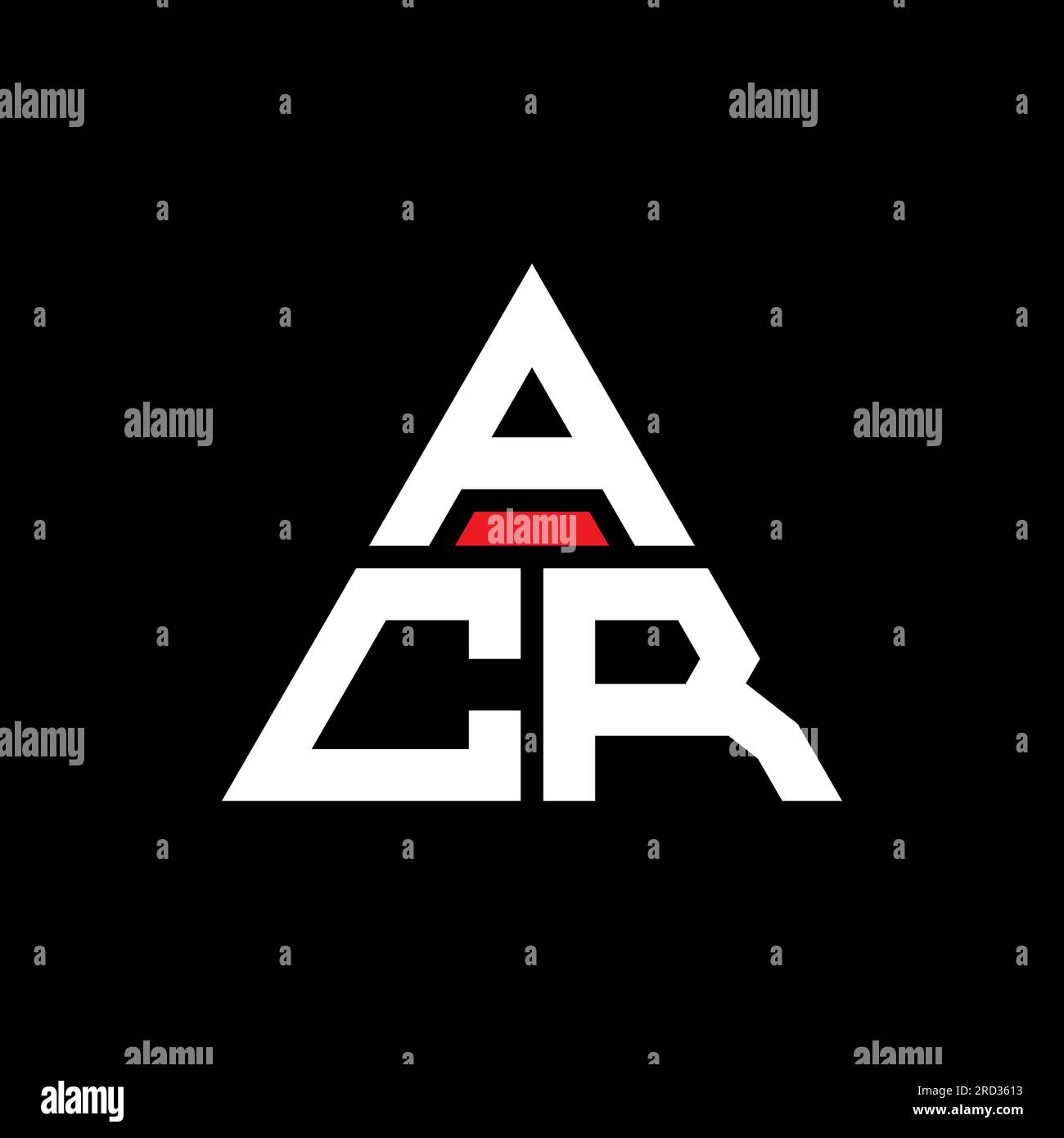 ACR-Logo mit dreieckigem Buchstaben in Dreiecksform. Monogramm mit ACR-Dreieck-Logo. ACR-Dreieck-Vektor-Logo-Vorlage mit roter Farbe. ACR Triangul Stock Vektor