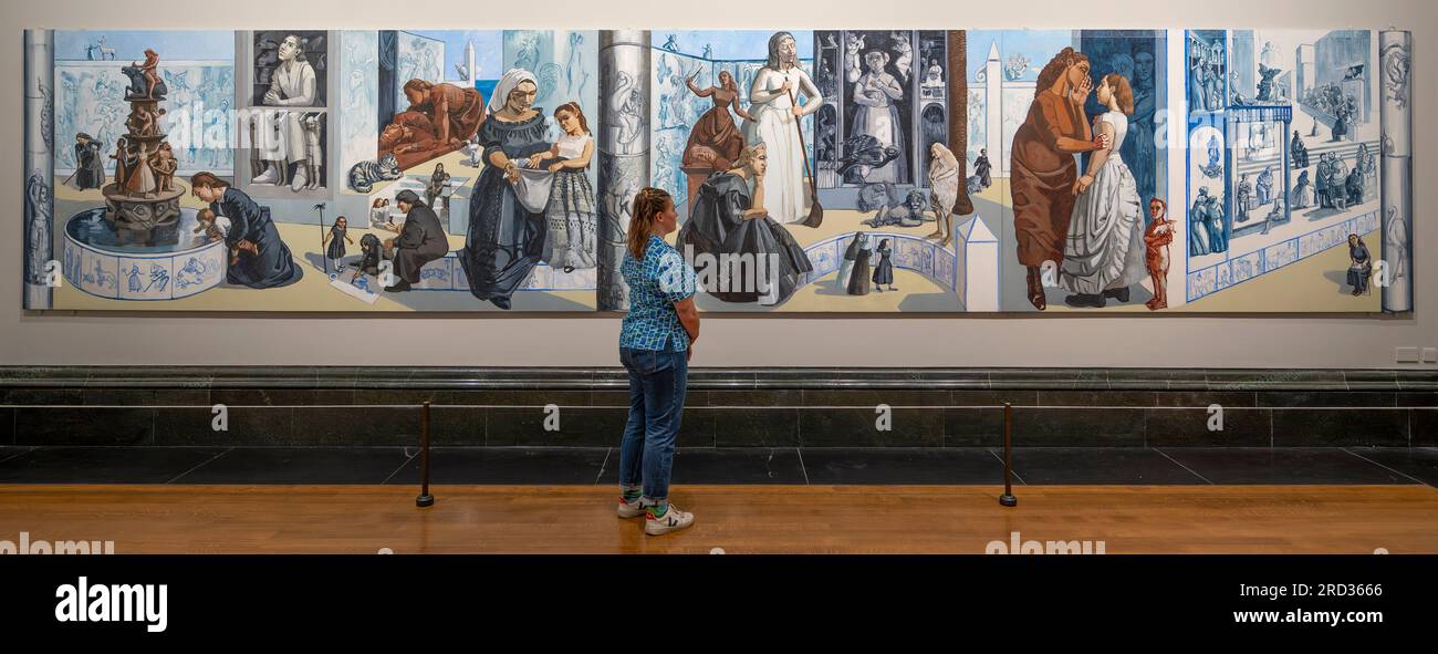 The National Gallery, London, Großbritannien. 18. Juli 2023 Dame Paula Rego, 10 Meter langes Wandgemälde, Crivelli's Garden Stockfoto