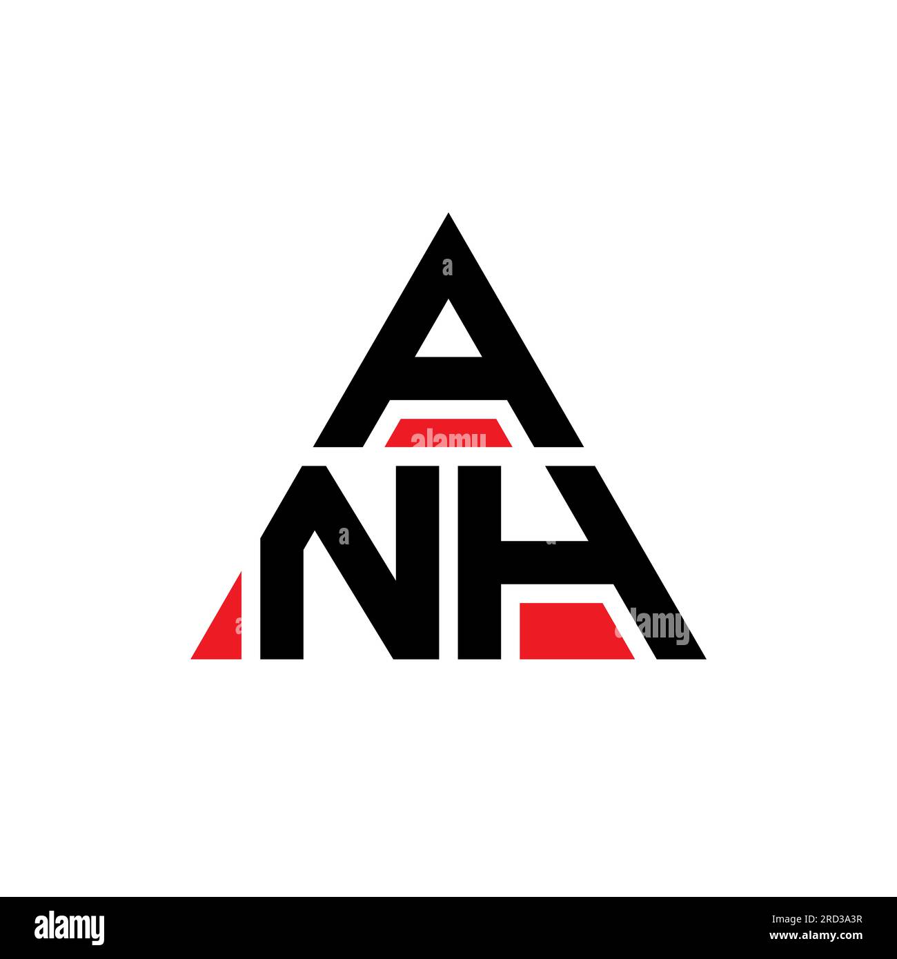 LOGO mit ANH-Dreiecksbuchstaben in Dreiecksform. MONOGRAMM MIT ANH-Dreieck-Logo. ANH-Dreieck-Vektor-Logo-Vorlage mit roter Farbe. ANH Triangul Stock Vektor