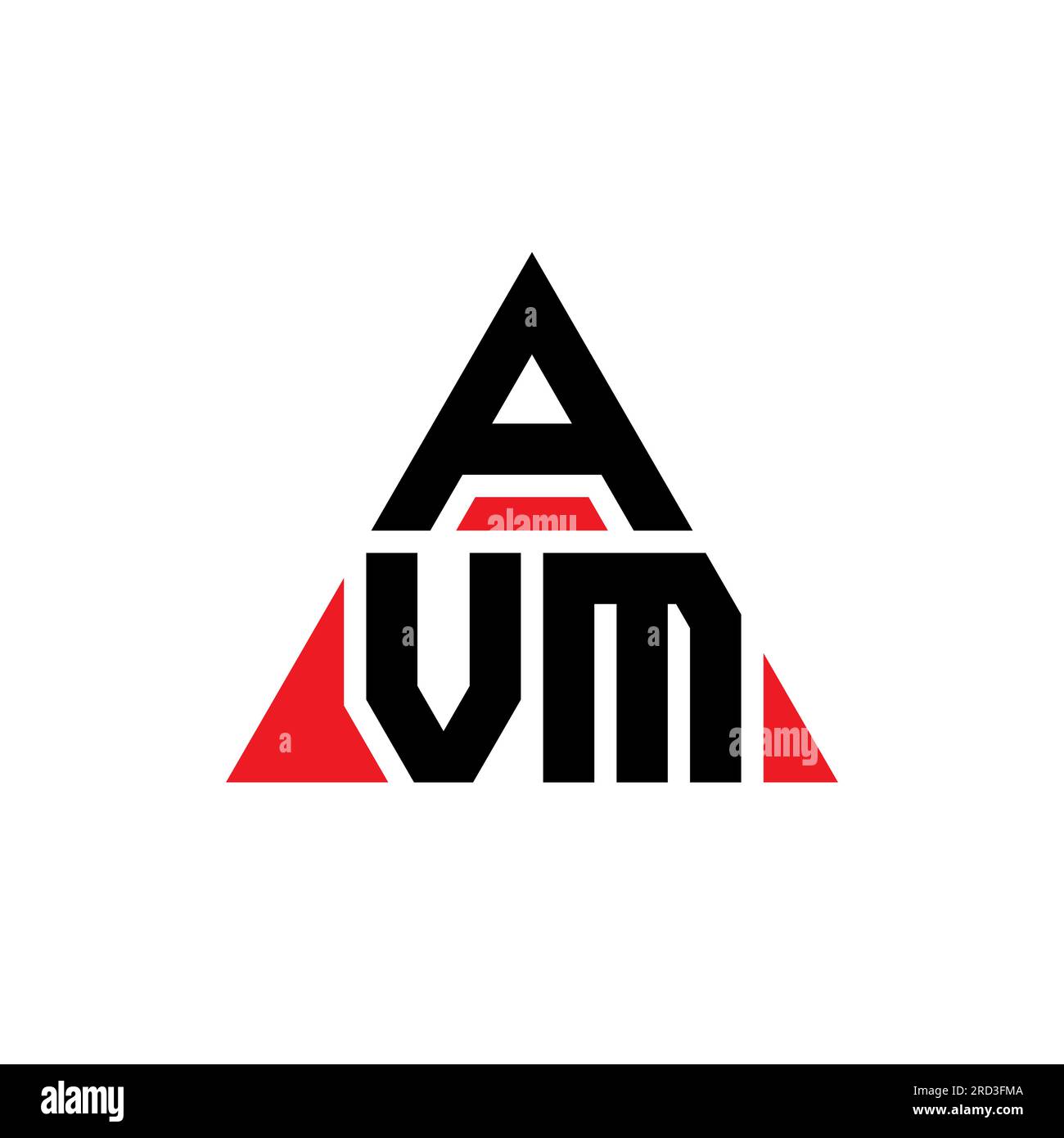 AVM-Logo mit Dreiecksbuchstaben und Dreiecksform. Monogramm mit AVM-Dreieck-Logo. AVM-dreieckige Vektorvorlage mit roter Farbe. AVM Triangul Stock Vektor