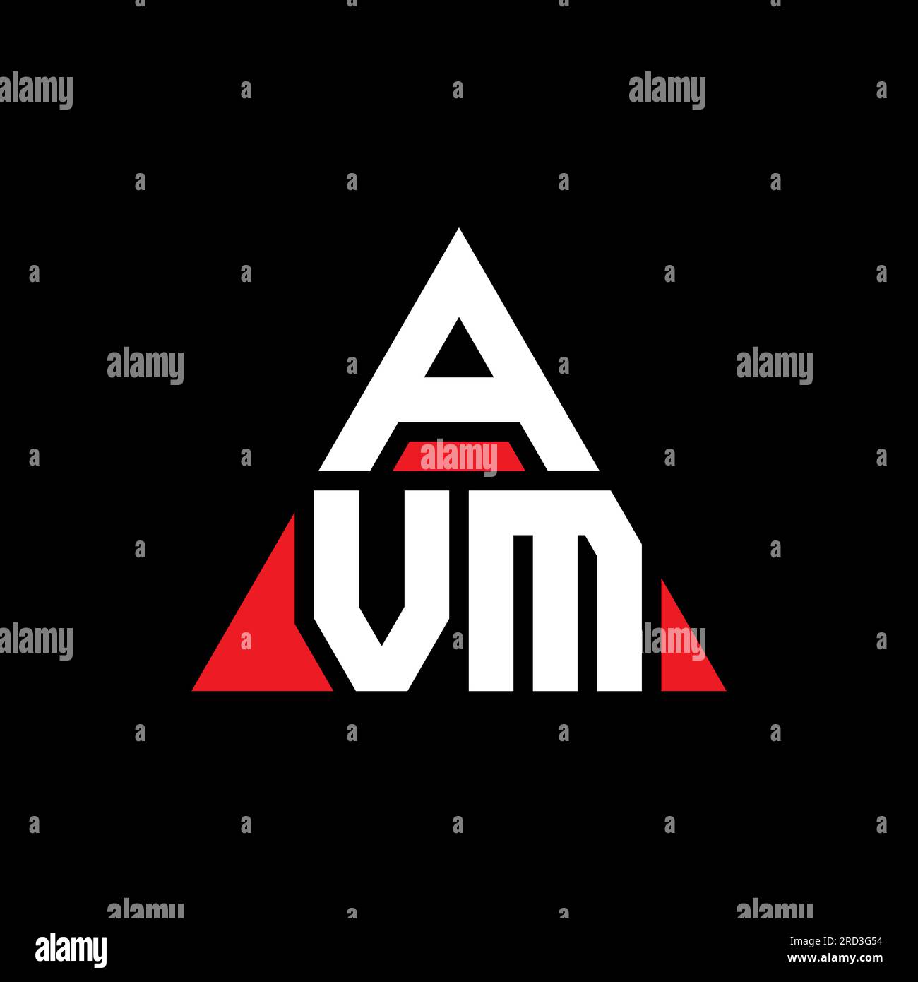 AVM-Logo mit Dreiecksbuchstaben und Dreiecksform. Monogramm mit AVM-Dreieck-Logo. AVM-dreieckige Vektorvorlage mit roter Farbe. AVM Triangul Stock Vektor