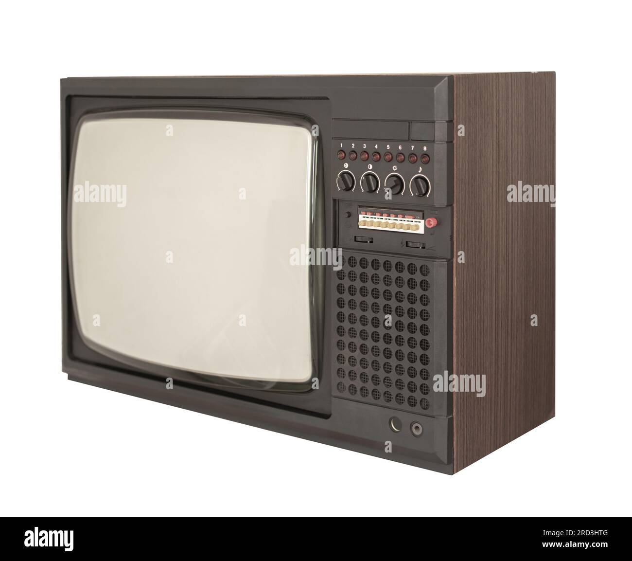 Retro-fernseher auf weißem, isoliertem Hintergrund Stockfoto