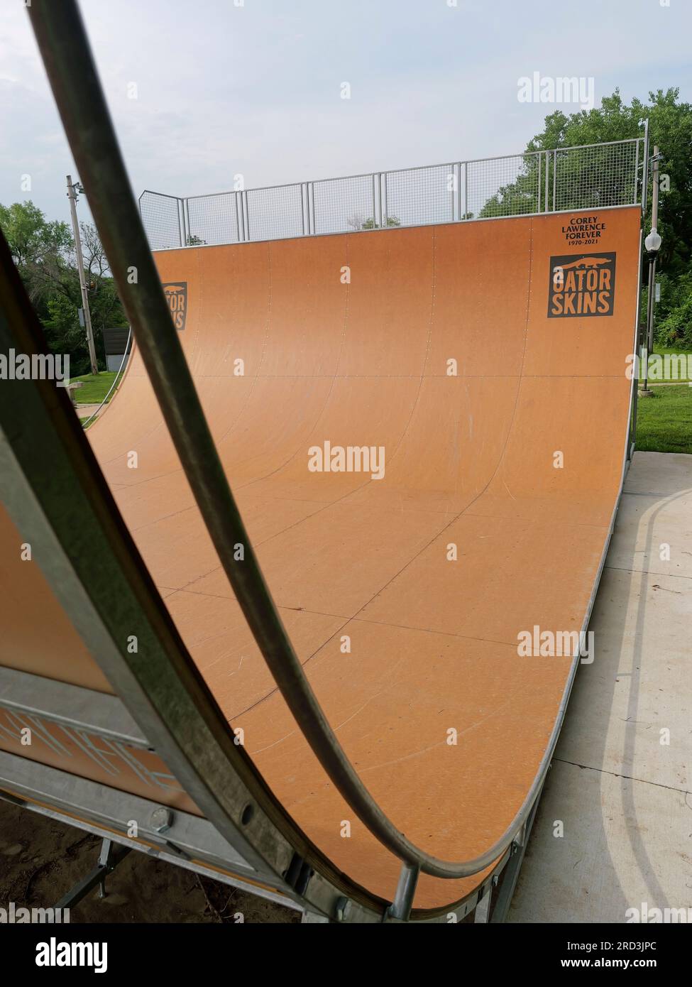 Lawrence, Kansas - 17. Juli 2023: Centennial Skate Park auf der ROCKLEDGE Road in Lawrence, KS Stockfoto
