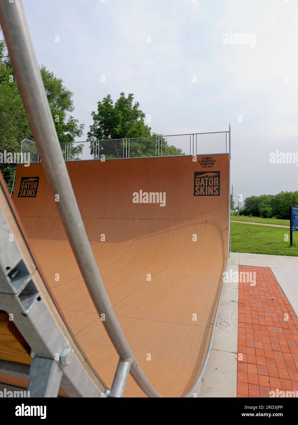 Lawrence, Kansas - 17. Juli 2023: Centennial Skate Park auf der ROCKLEDGE Road in Lawrence, KS Stockfoto