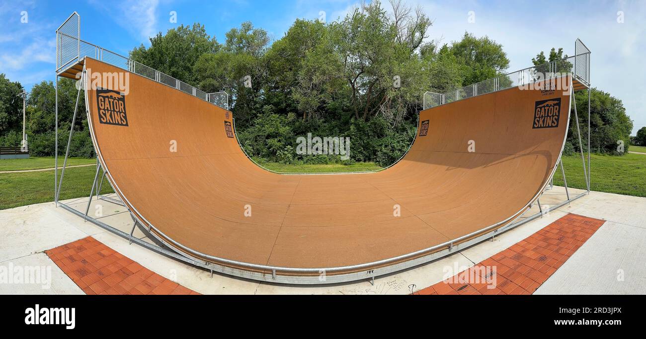 Lawrence, Kansas - 17. Juli 2023: Centennial Skate Park auf der ROCKLEDGE Road in Lawrence, KS Stockfoto